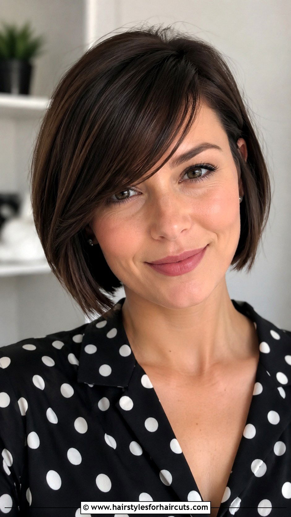 Side Swept Bangs Bob - 25 haircuts for double chin - 25 haircuts for double chin