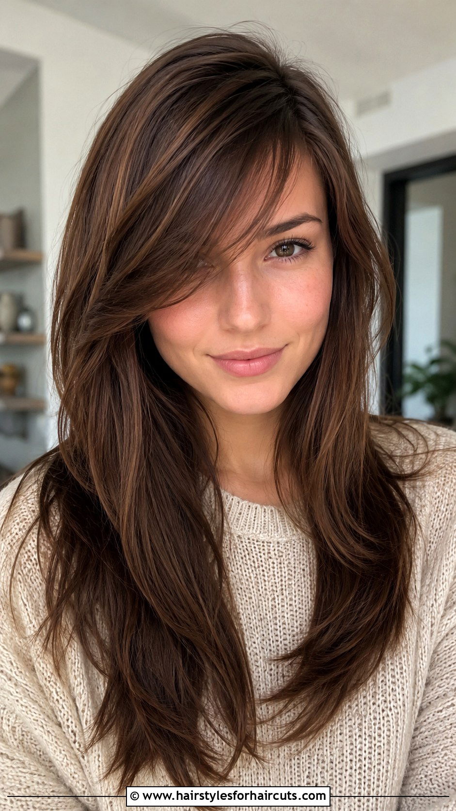 Side Swept Bangs Long Haircut For Oval Face - 25 haircuts olaces - 25 haircuts olaces