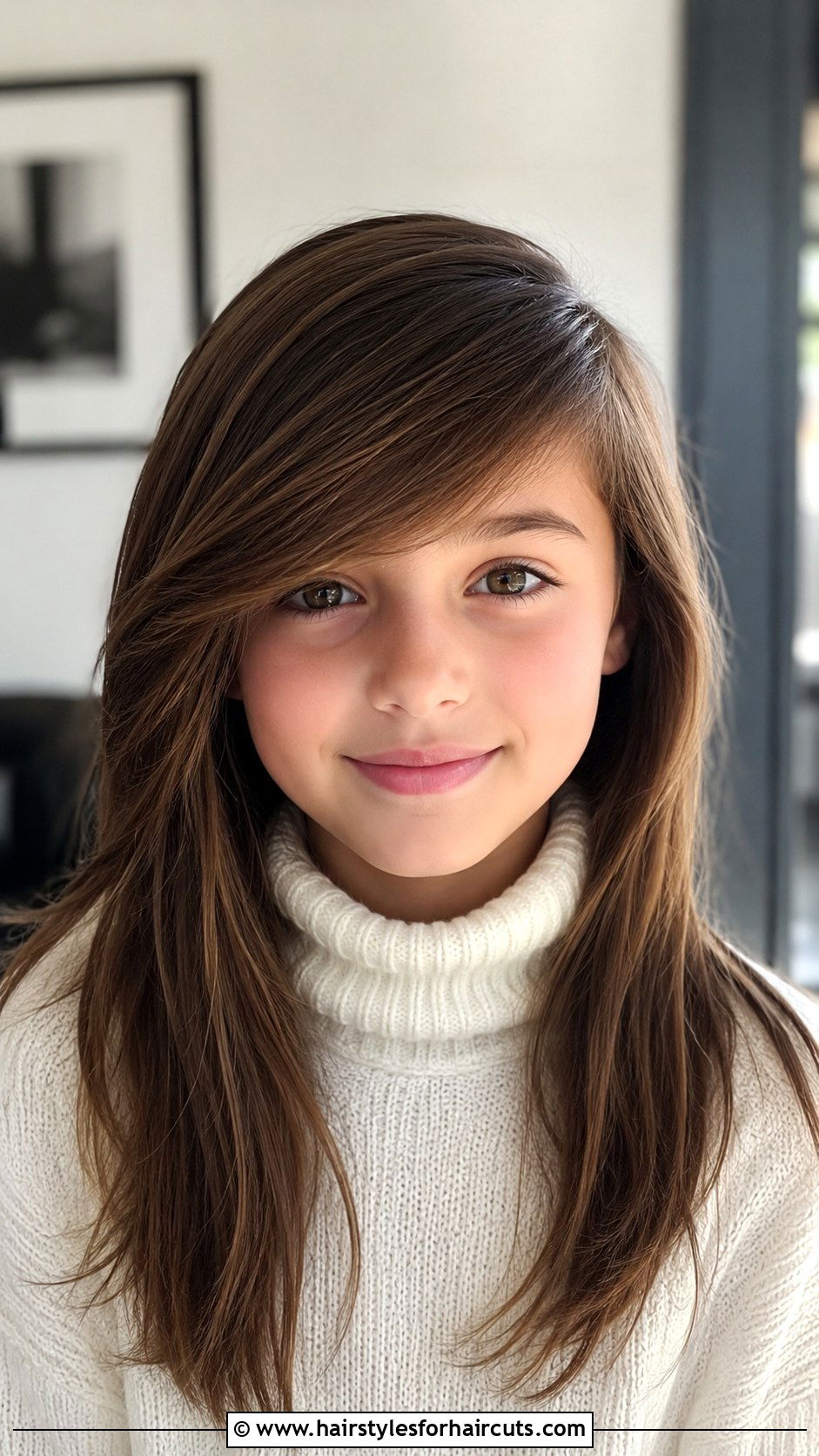 Side Swept Bangs Long Haircut - 25 10 yr old girl haircuts - 25 10 yr old girl haircuts