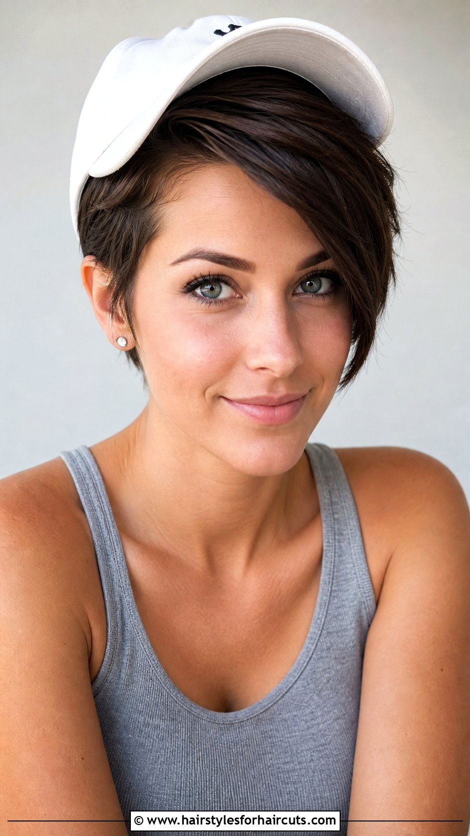 Side Swept Bangs With Baseball Cap Short Hair - 25 hat hairstyles for short hair - 25 hat hairstyles for short hair
