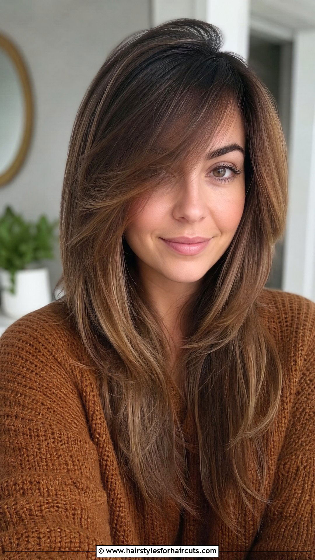Side Swept Bangs With Layered Hair - 25 front haircuts for women - 25 front haircuts for women