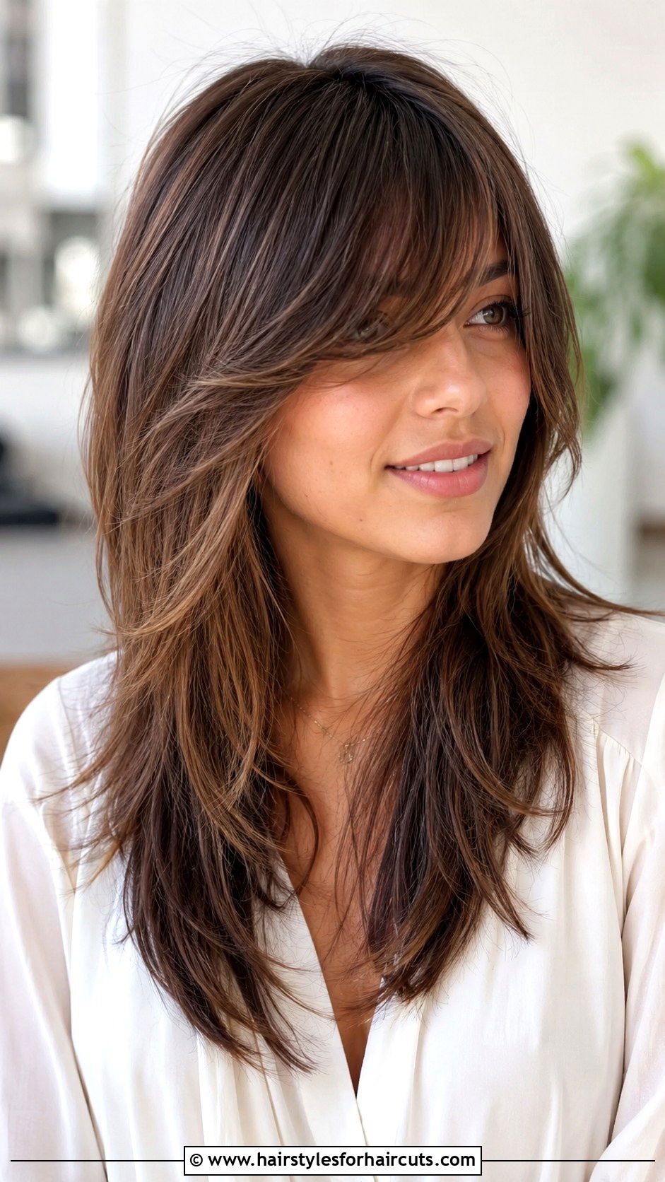 Side Swept Bangs With Layers - 25 indian haircuts style - 25 indian haircuts style