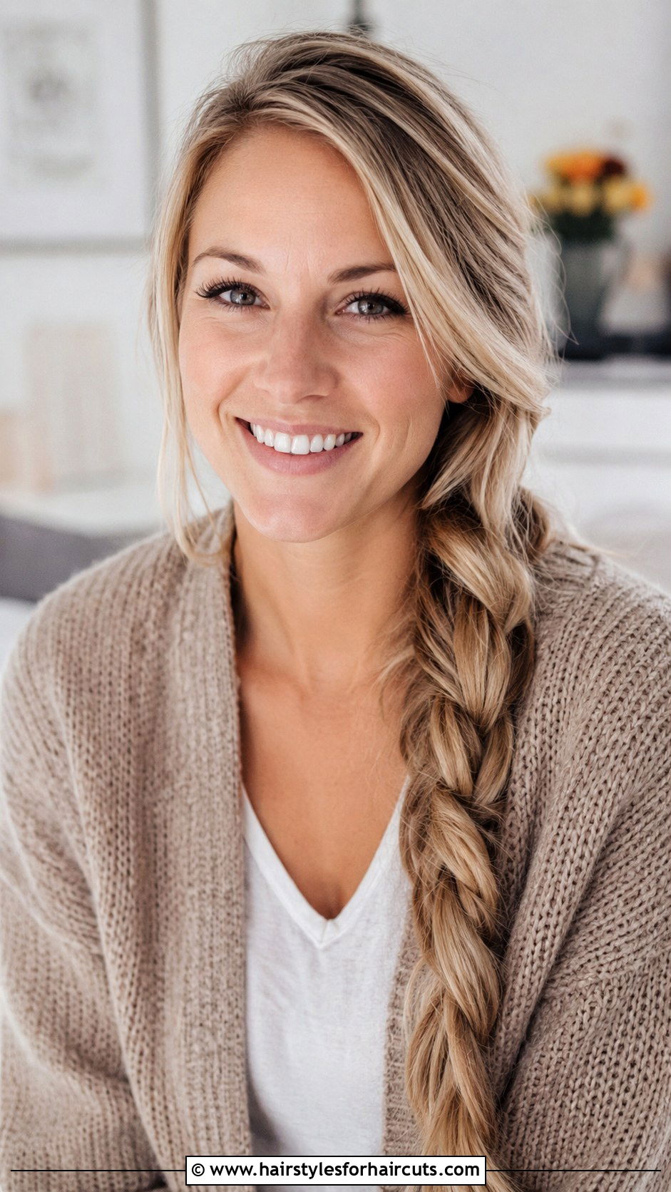 Side Swept Braid - 25 easy medium length hairstyles for thick hair - 25 easy medium length hairstyles for thick hair