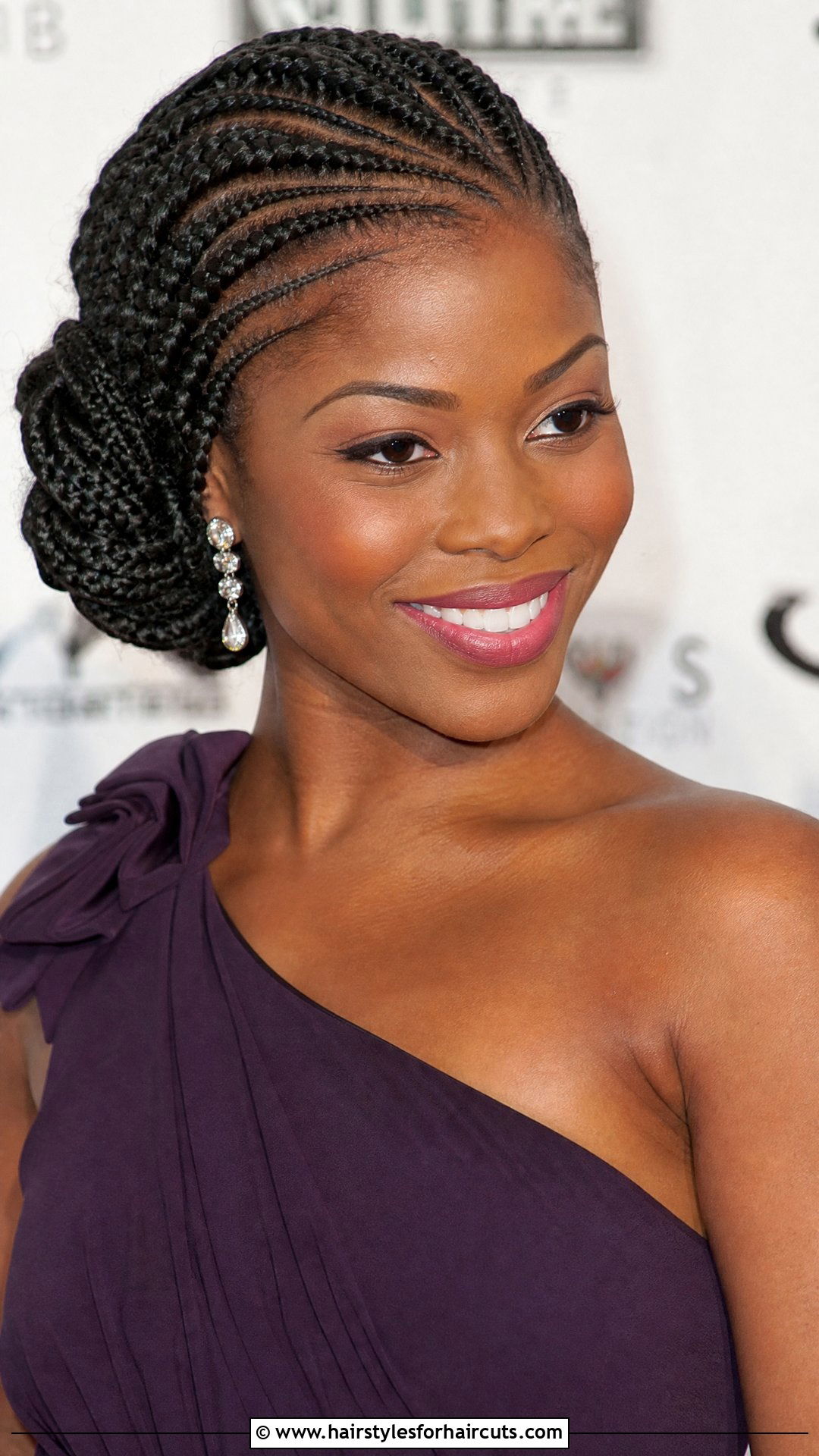 Side Swept Cornrow Updo - 25 cornrow updo hairstyles for black hair - 25 cornrow updo hairstyles for black hair