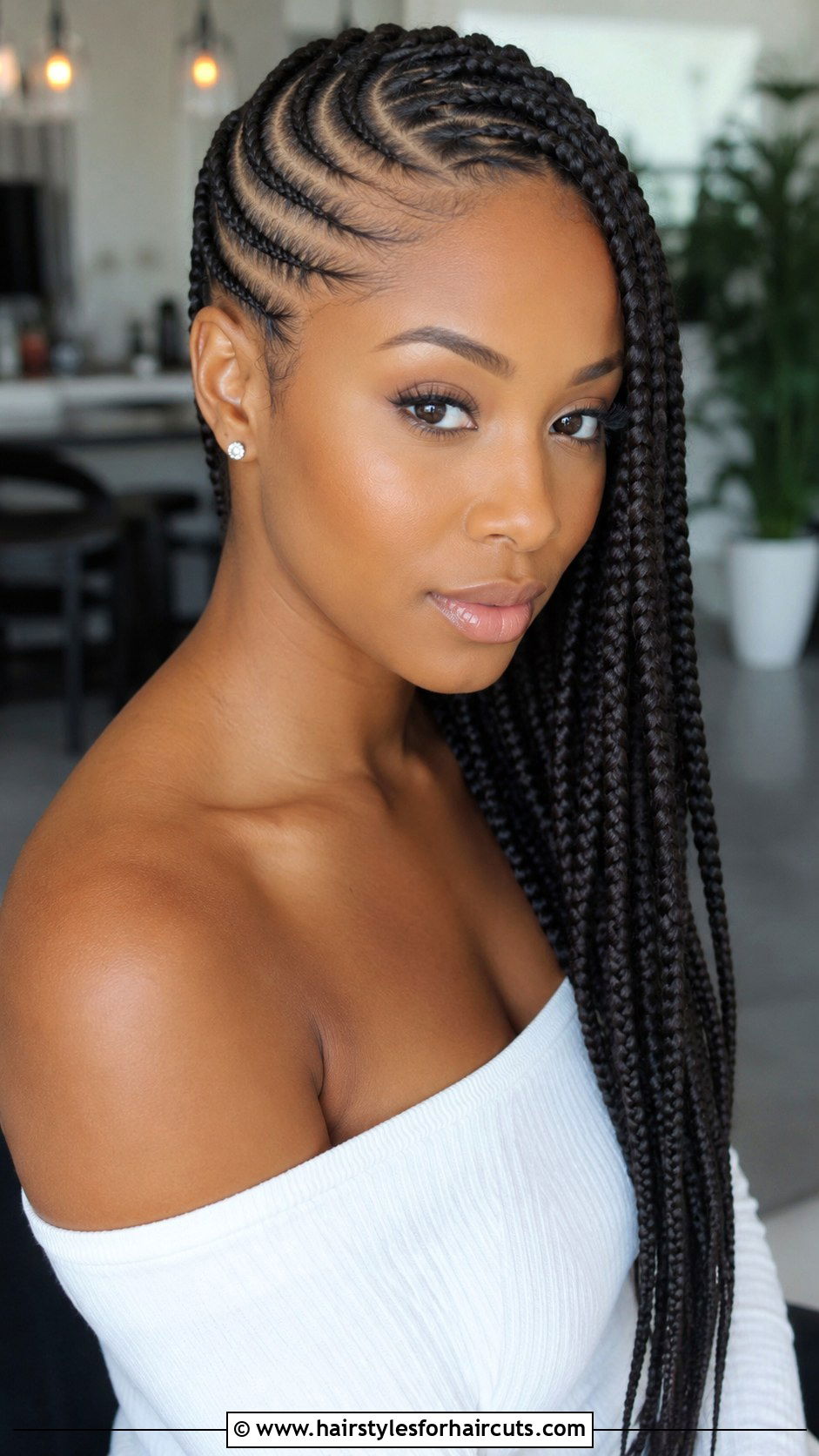Side Swept Cornrows - 25 cornrow hairstyles for black hair - 25 cornrow hairstyles for black hair