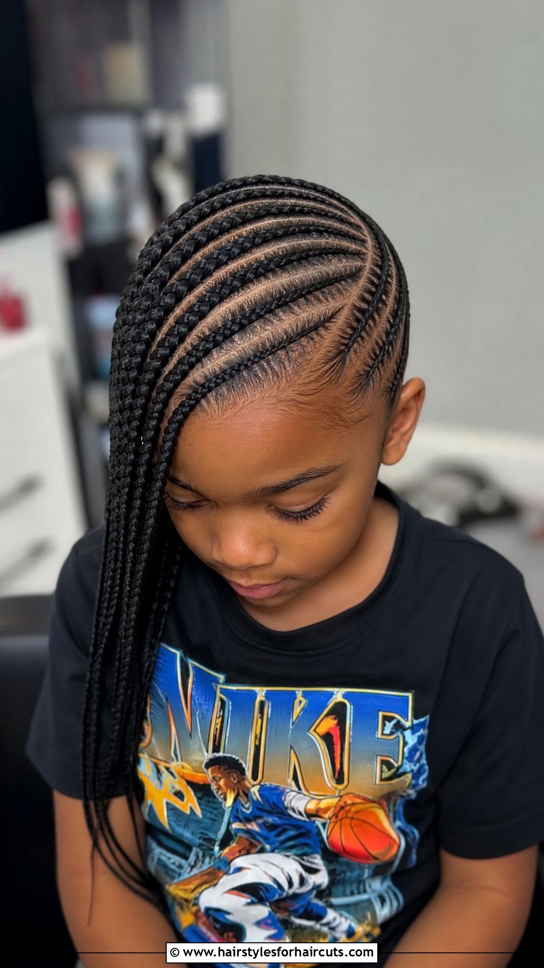 Side Swept Cornrows - 25 black hairstyles for kids short hair - 25 black hairstyles for kids short hair