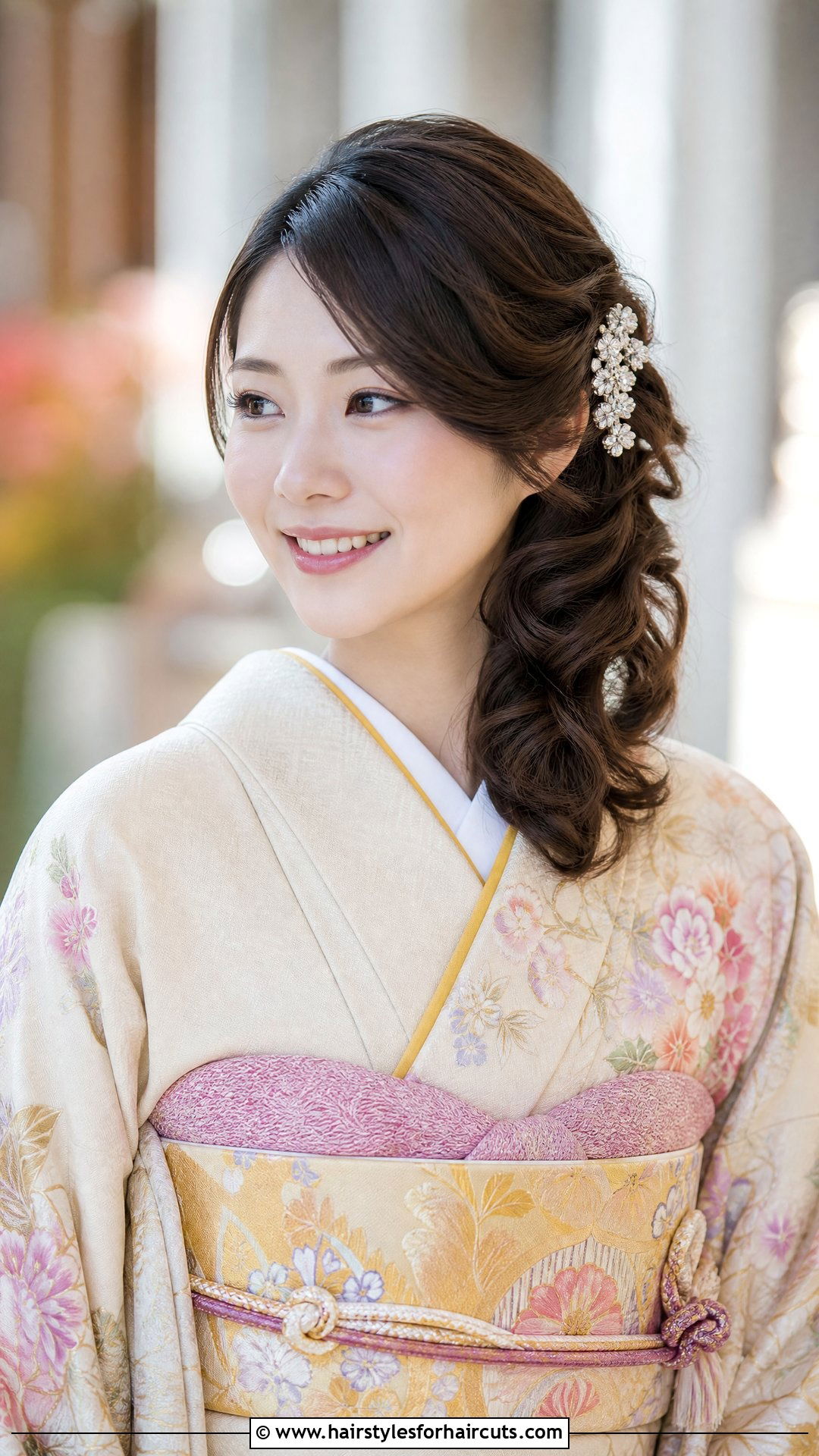 Side Swept Curls For Kimono - 25 kimono hairstyles - 25 kimono hairstyles