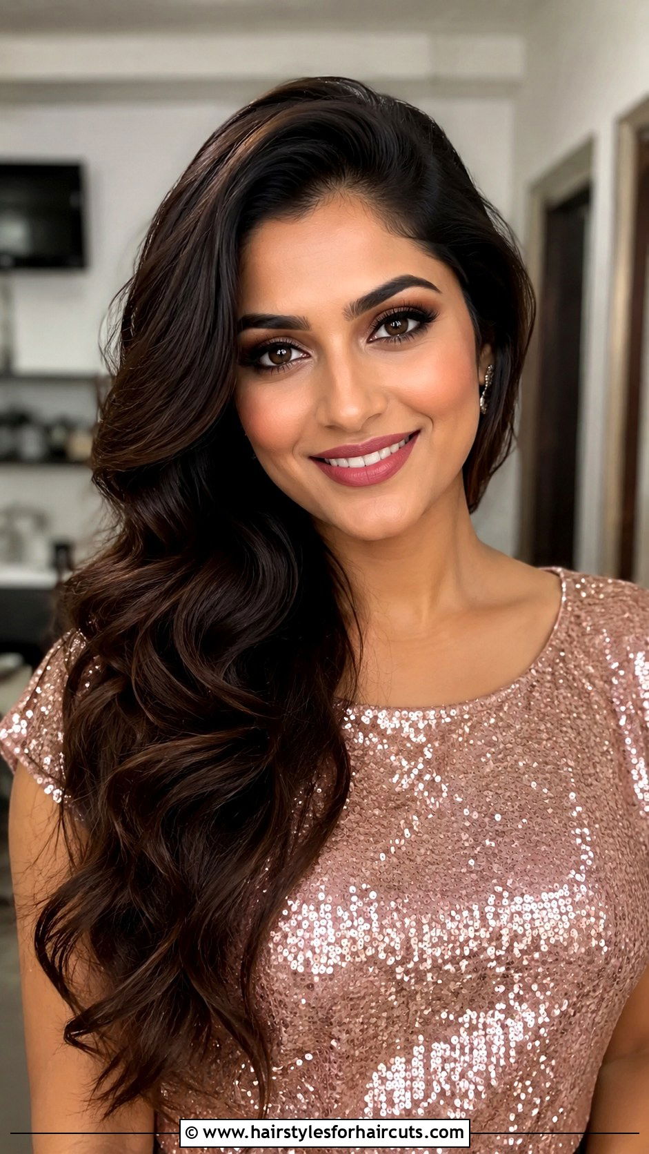 Side Swept Curls Long Hair Look - 25 cocktail hairstyles for long hair - 25 cocktail hairstyles for long hair