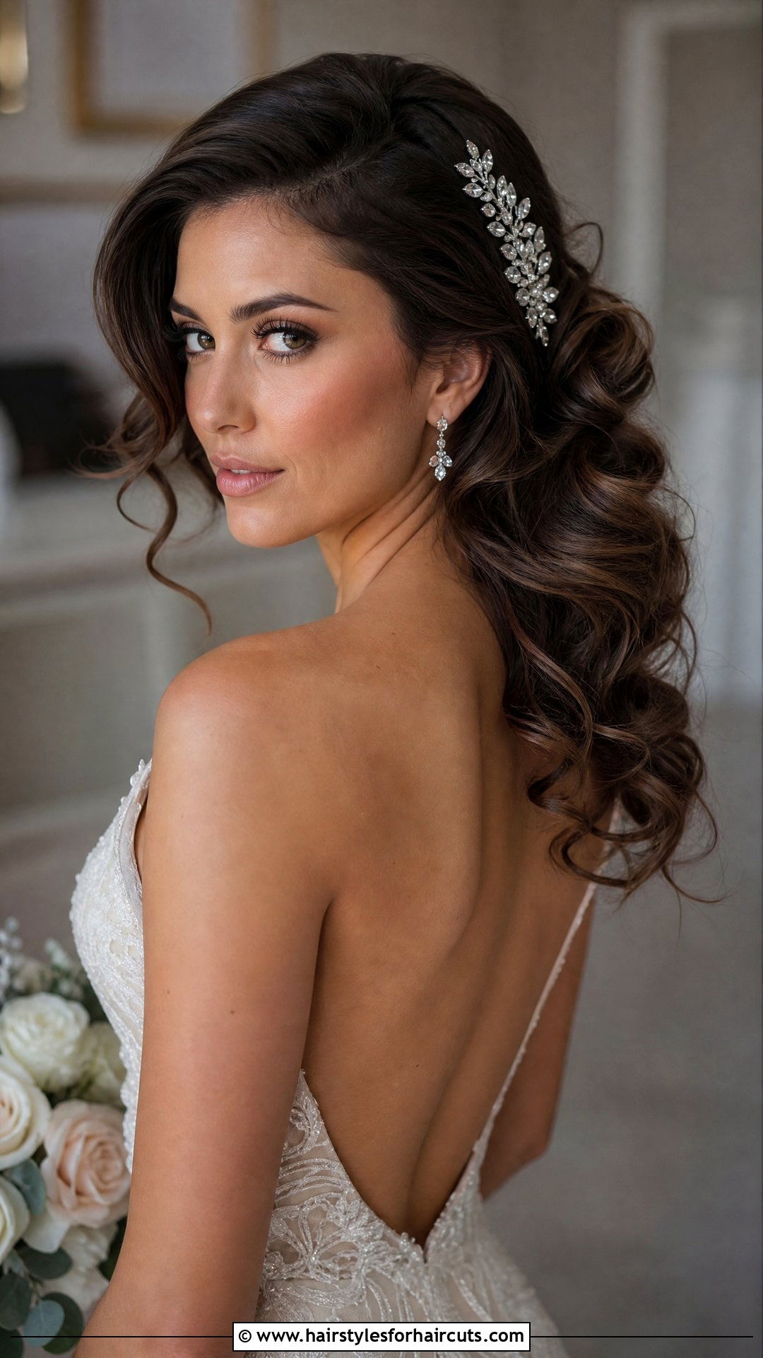Side Swept Curls Wedding Hair - 25 wedding hairstyles medium length hair - 25 wedding hairstyles medium length hair