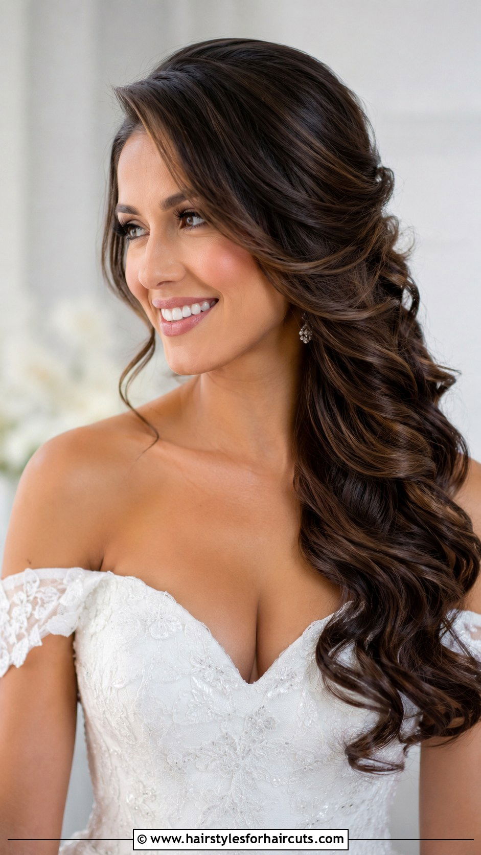 Side Swept Curls Wedding Hair - 25 brides hairstyles for long hair - 25 brides hairstyles for long hair