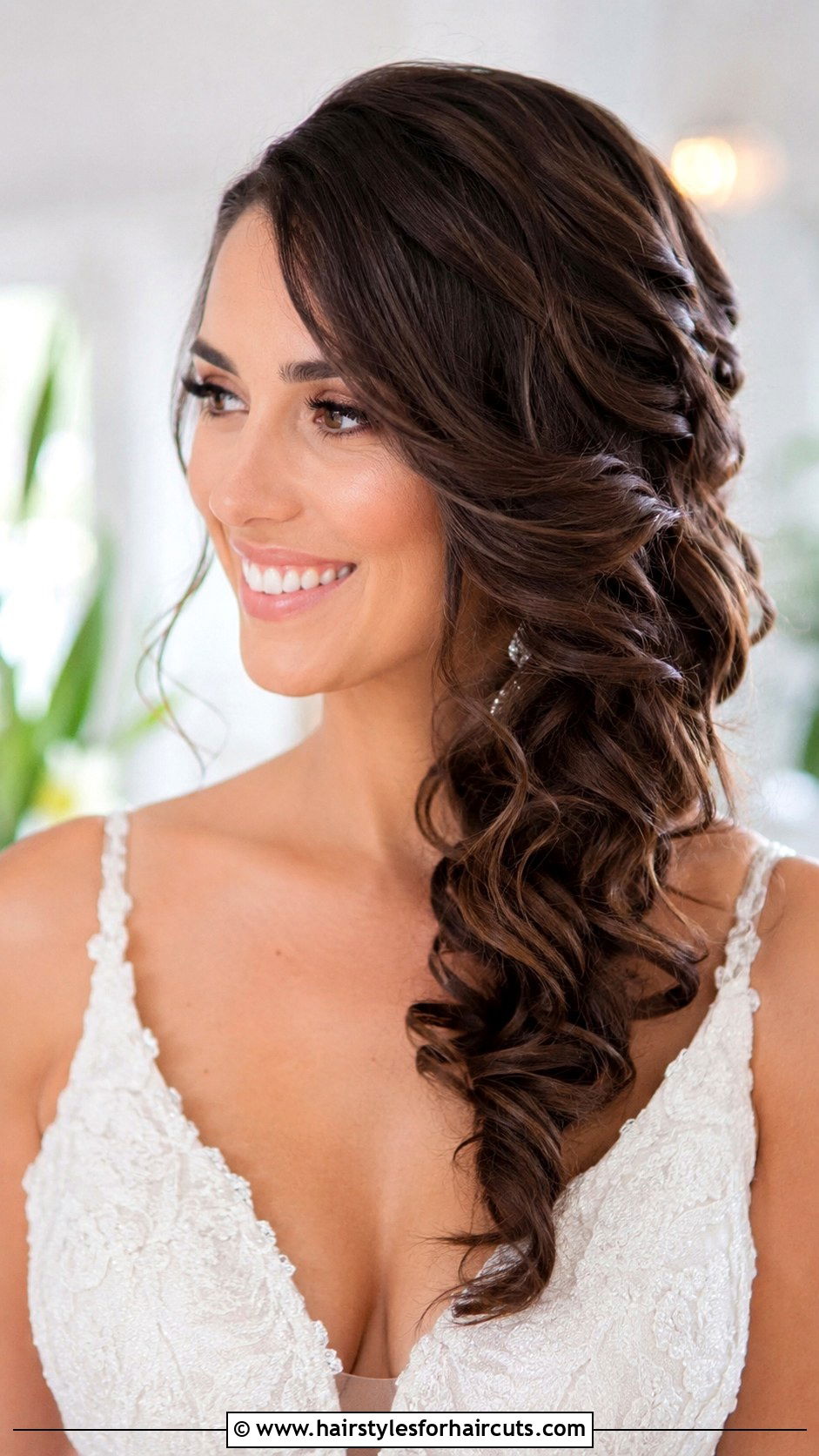 Side Swept Curls Wedding Hairstyle - 25 elegant wedding hairstyles for natural black hair - 25 elegant wedding hairstyles for natural black hair
