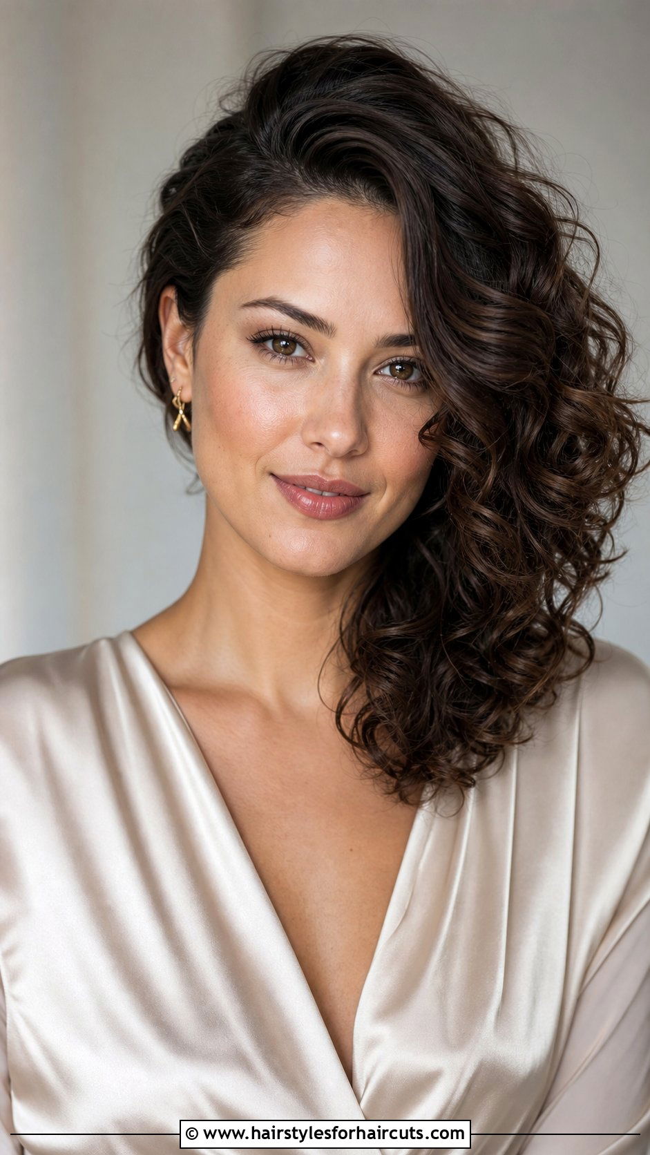 Side Swept Curly Bob - 25 cute hairstyles for short curly black hair - 25 cute hairstyles for short curly black hair