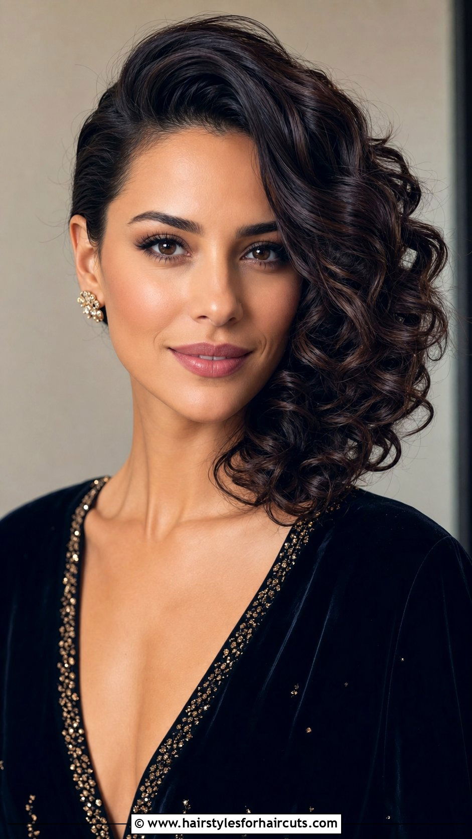 Side Swept Curly Bob - 25 hairstyles for black women with curly hair - 25 hairstyles for black women with curly hair