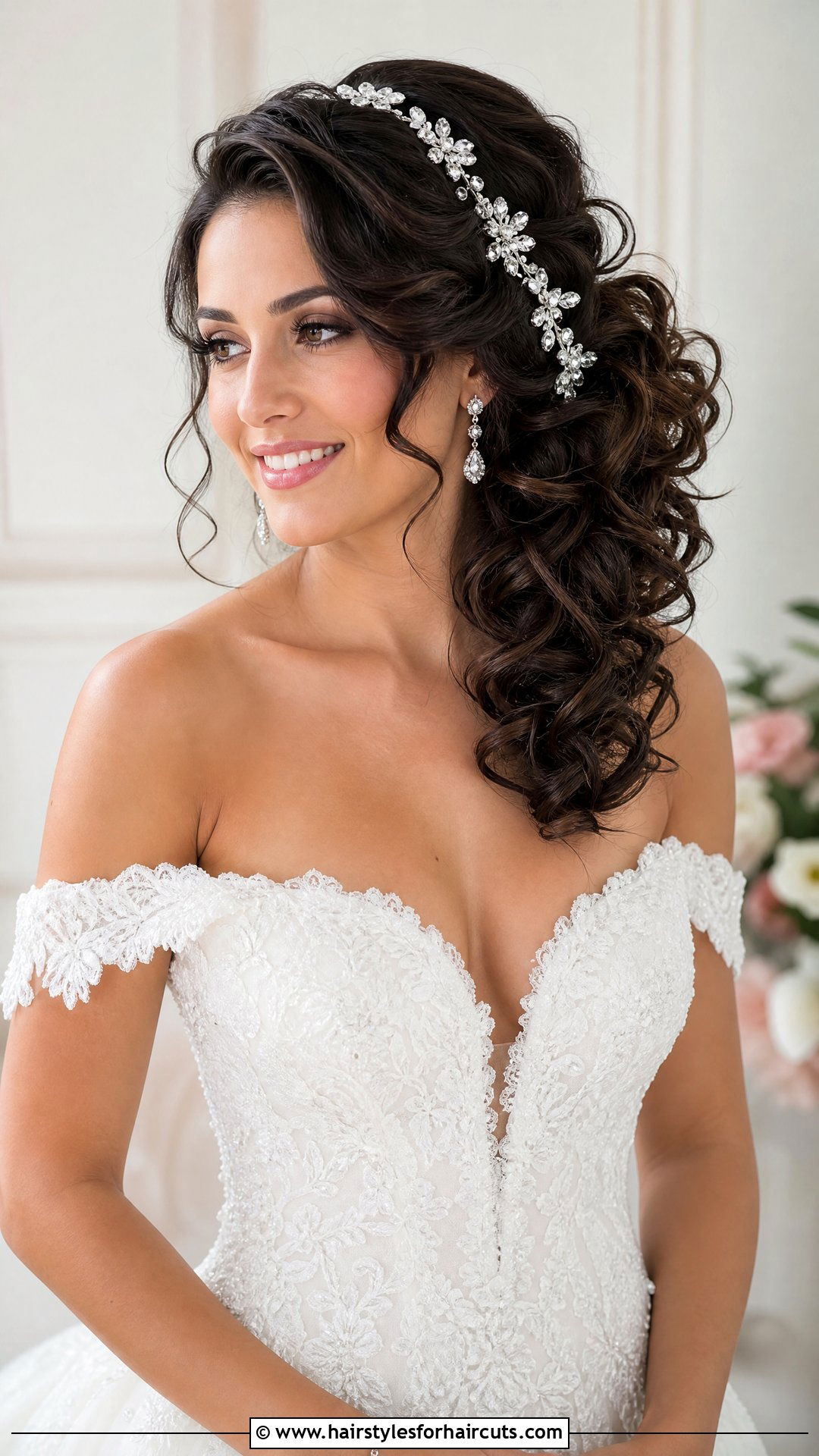 Side Swept Curly Bridal Updo - 25 wedding hairstyles for curly black hair - 25 wedding hairstyles for curly black hair