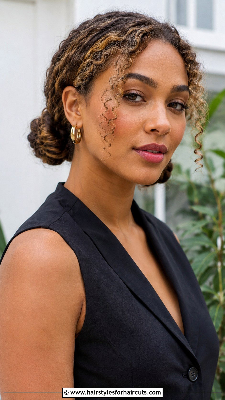 Side Swept Curly Ponytail - 25 work hairstyles for curly hair - 25 work hairstyles for curly hair