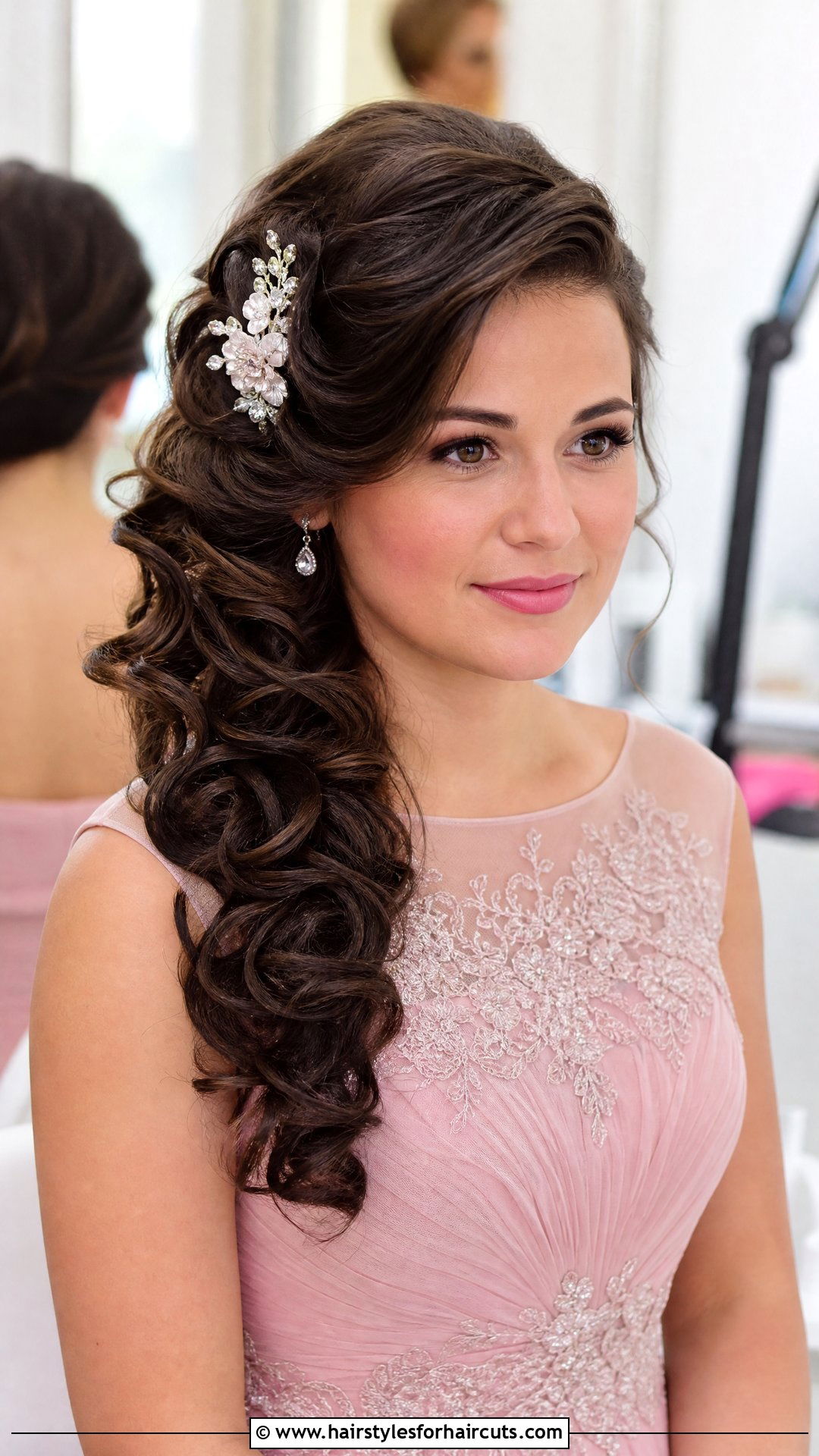 Side Swept Curly Updo - 25 80s prom hairstyles - 25 80s prom hairstyles