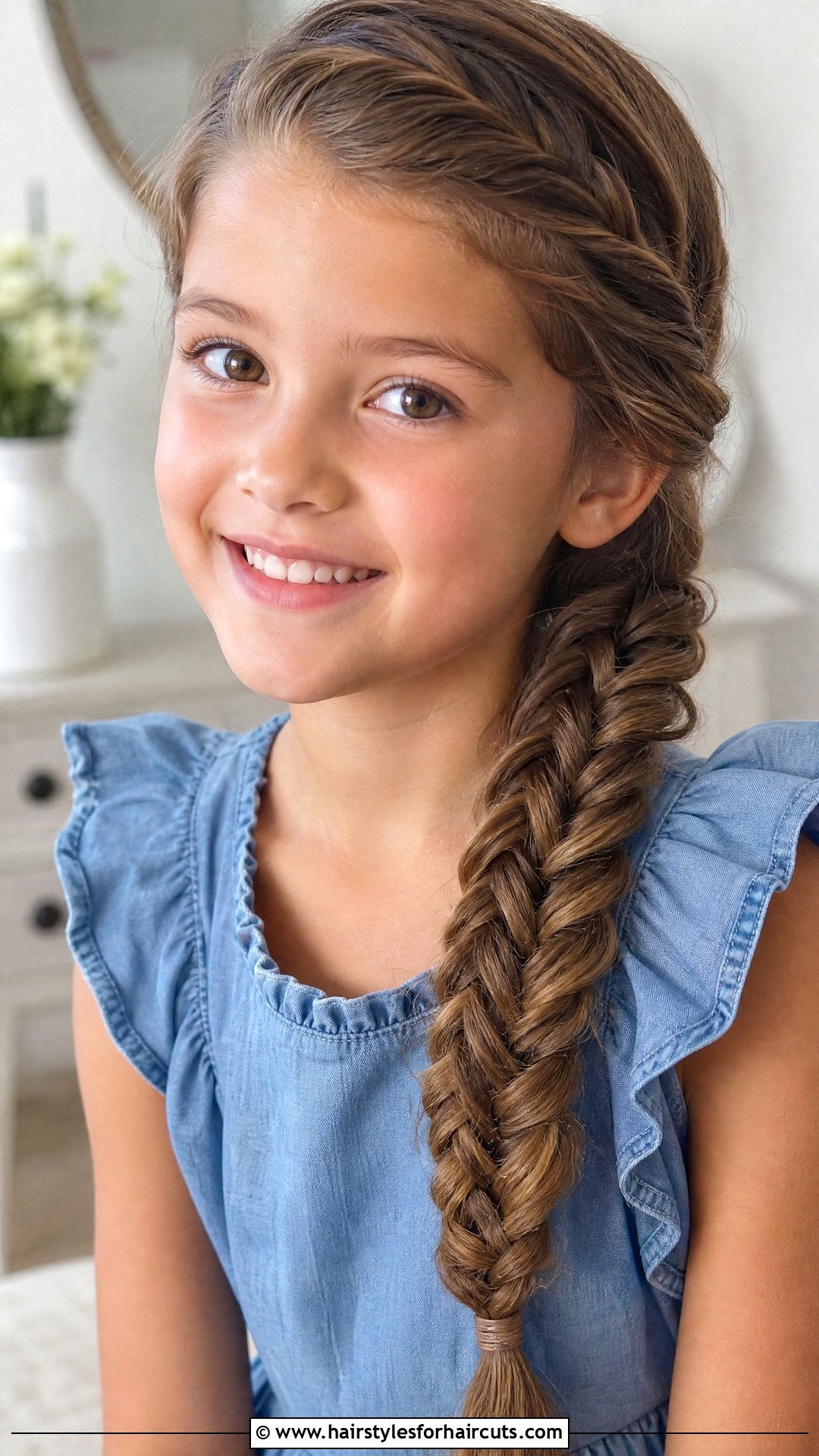 Side Swept Fishtail Braid - 25 elementary school long hair picture day hairstyles - 25 elementary school long hair picture day hairstyles