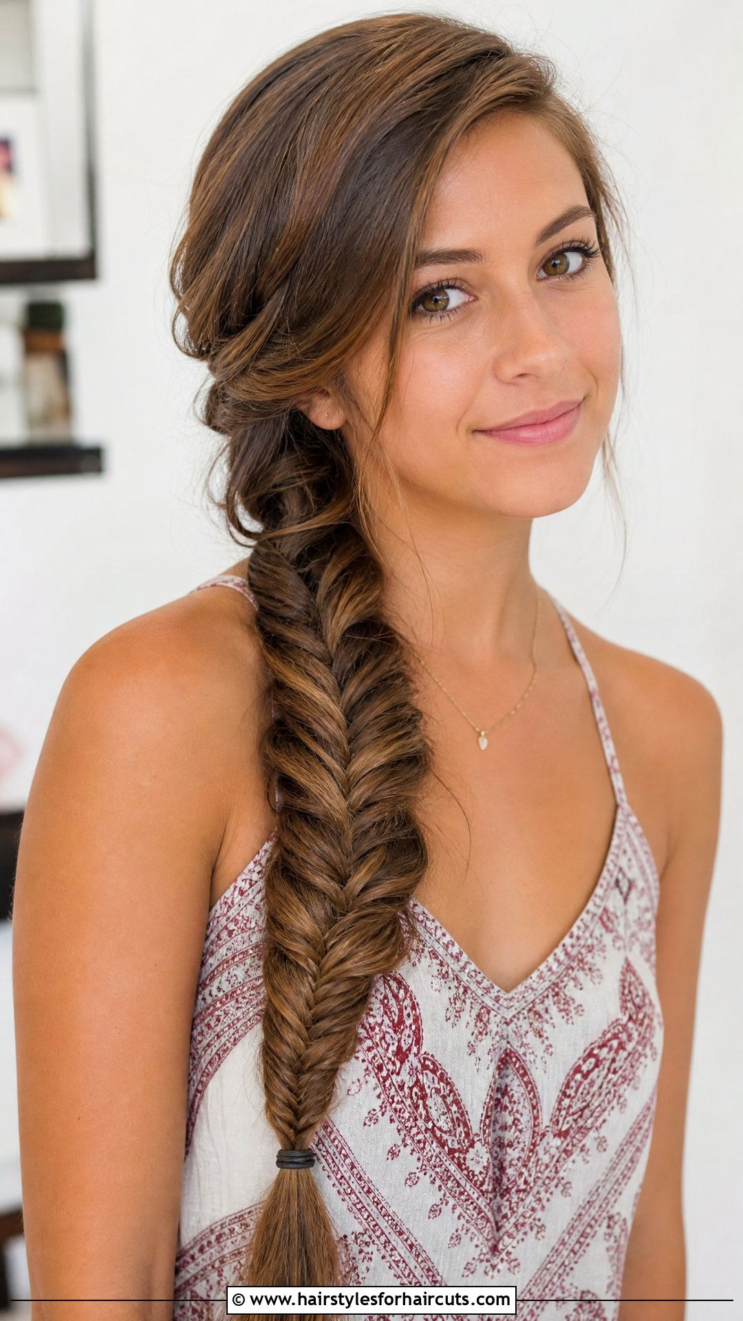 Side Swept Fishtail Braid - 25 hairstyles for cheerleaders - 25 hairstyles for cheerleaders