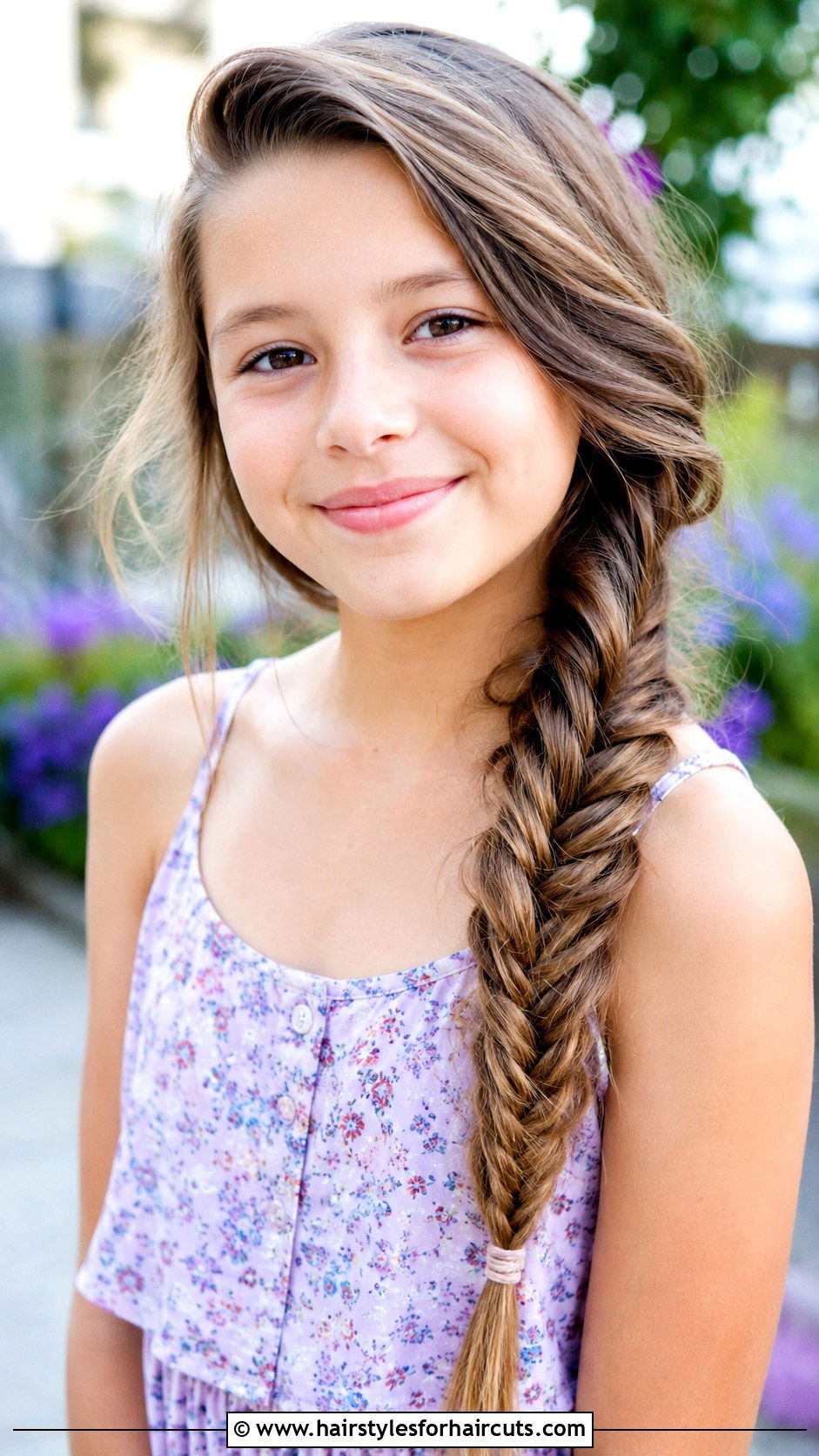 Side Swept Fishtail Braid - 25 hairstyles for 10 years old girl - 25 hairstyles for 10 years old girl