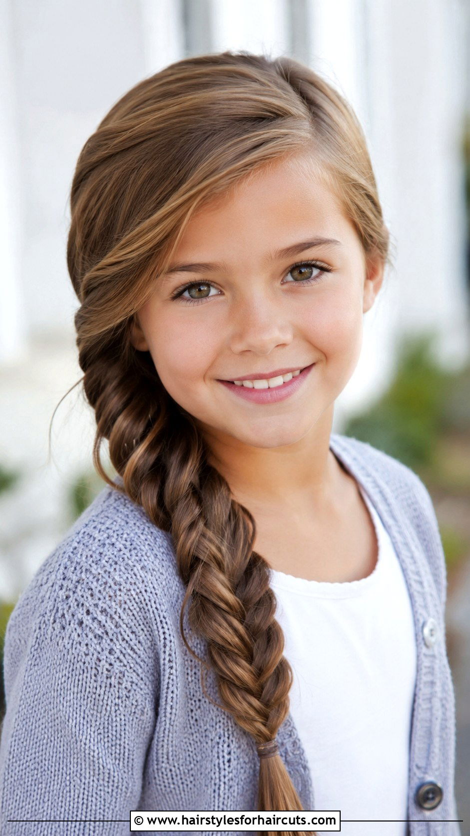 Side Swept Fishtail Braid - 25 hairstyles for 4th graders - 25 hairstyles for 4th graders