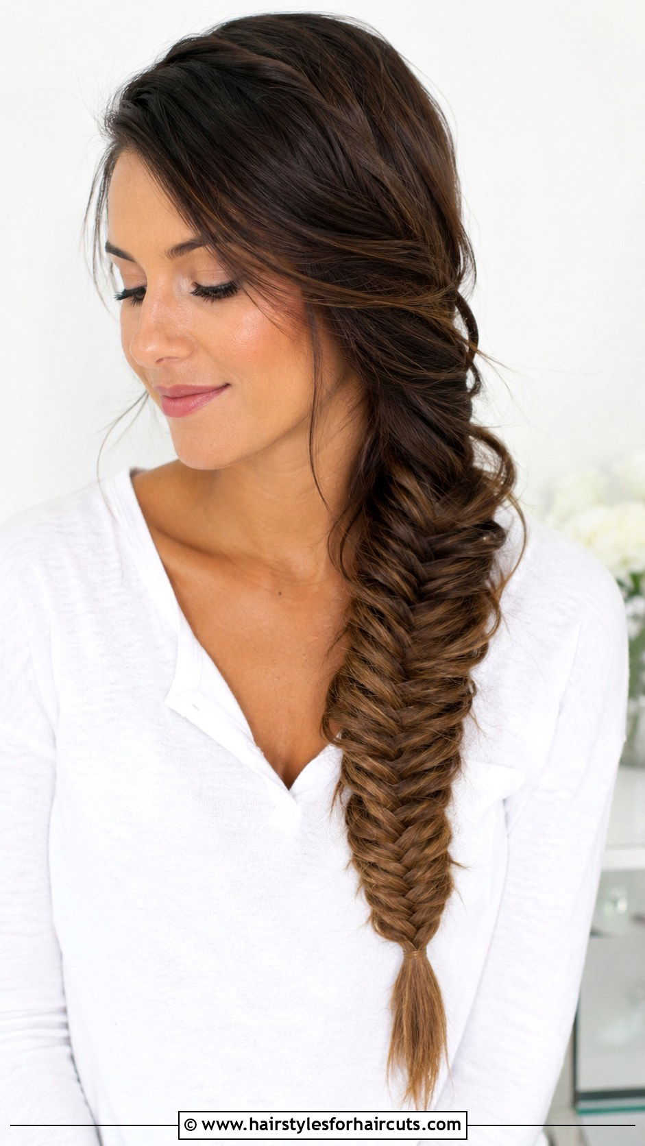 Side Swept Fishtail Braid - 25 ballet hairstyles for long hair - 25 ballet hairstyles for long hair