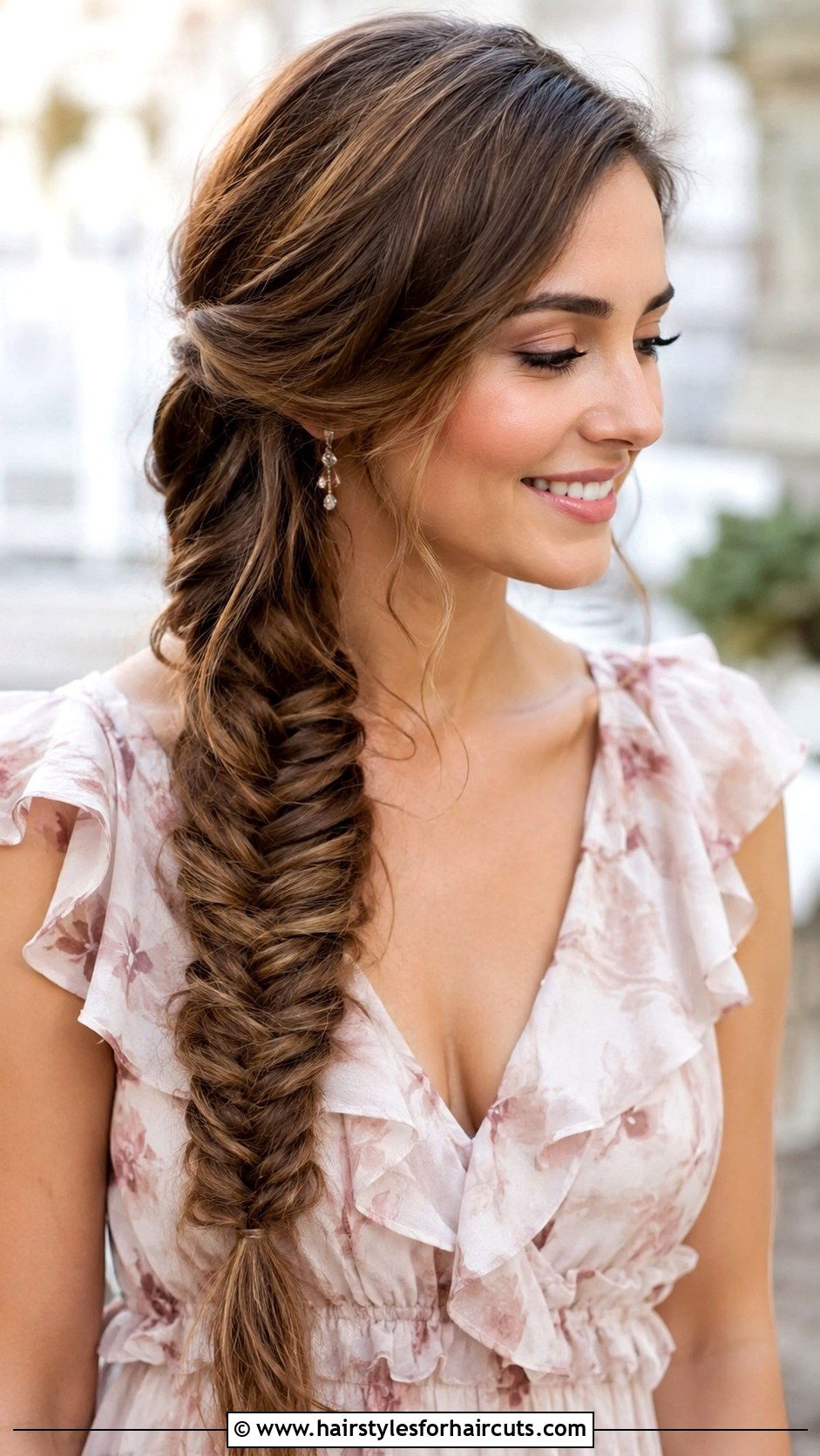 Side Swept Fishtail Braid - 25 hoco hairstyles straight hair - 25 hoco hairstyles straight hair