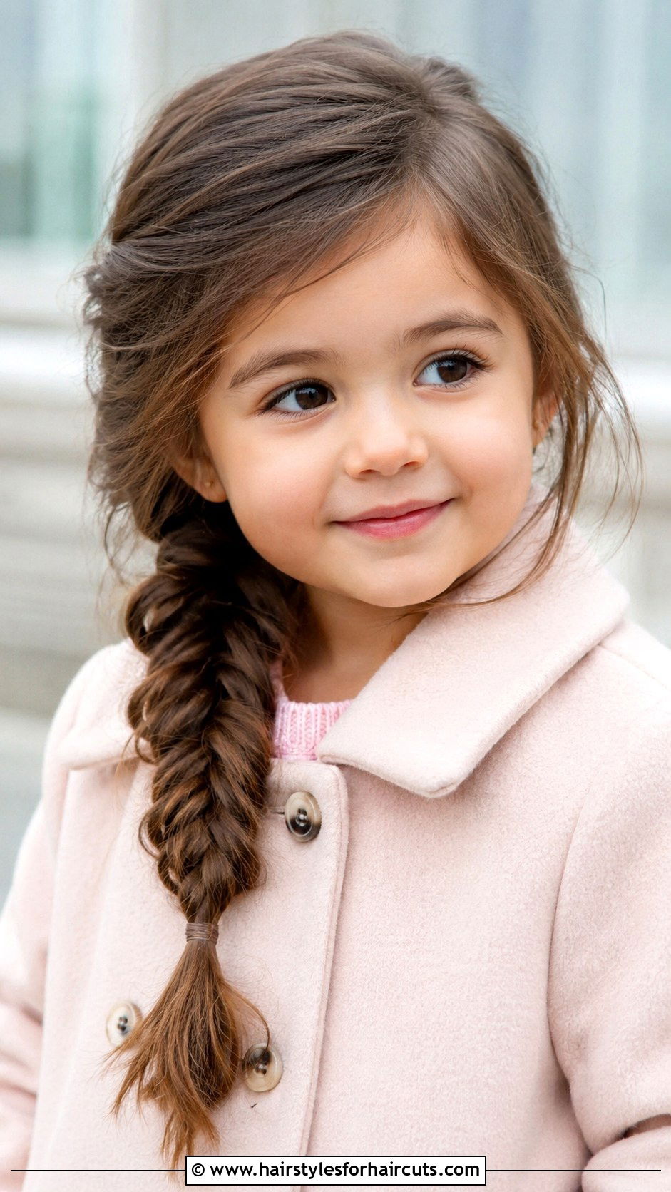 Side Swept Fishtail Braid - 25 long hair toddler hairstyles - 25 long hair toddler hairstyles