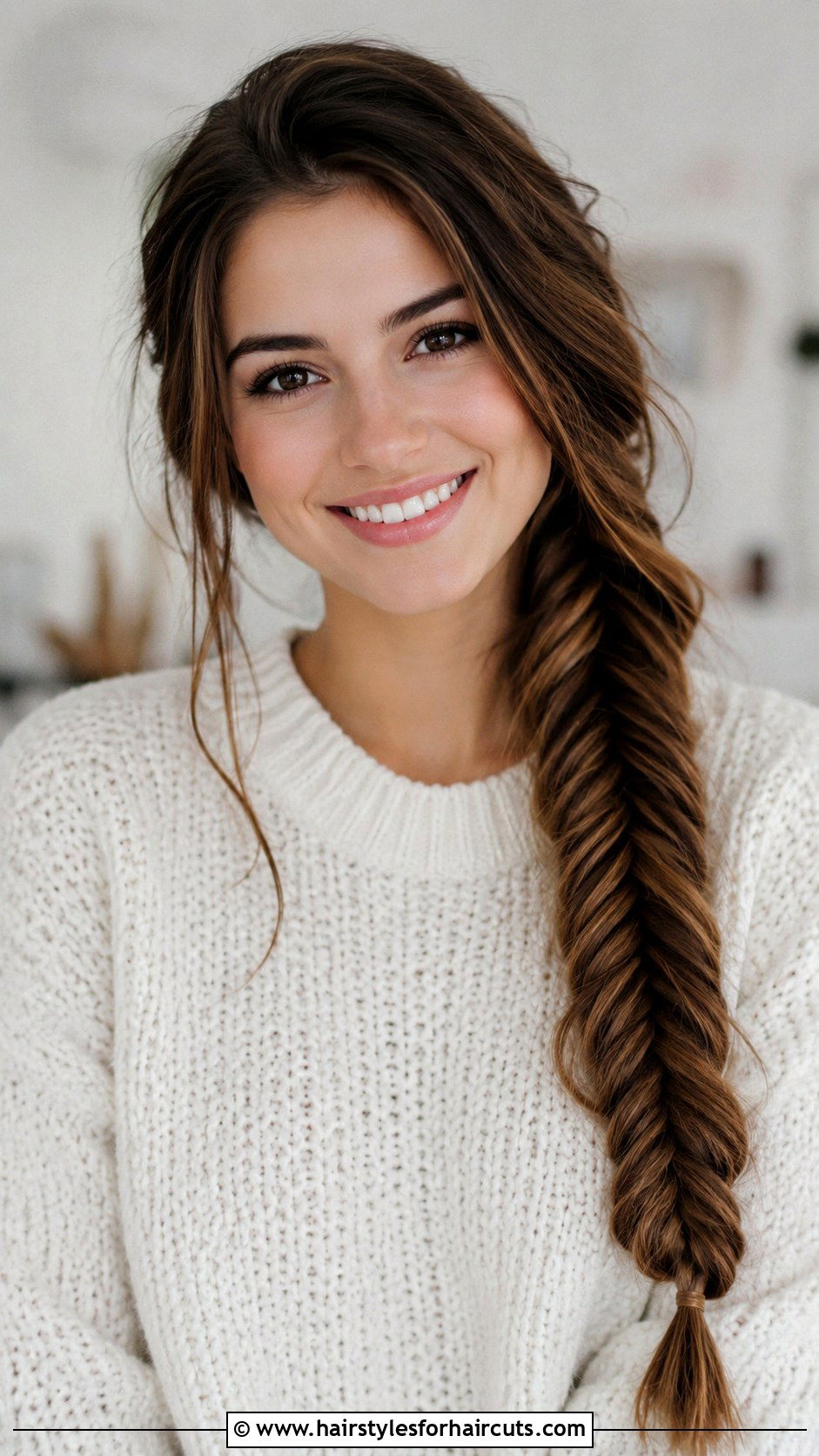 Side Swept Fishtail Braid - 25 christmas hairstyles for girls - 25 christmas hairstyles for girls