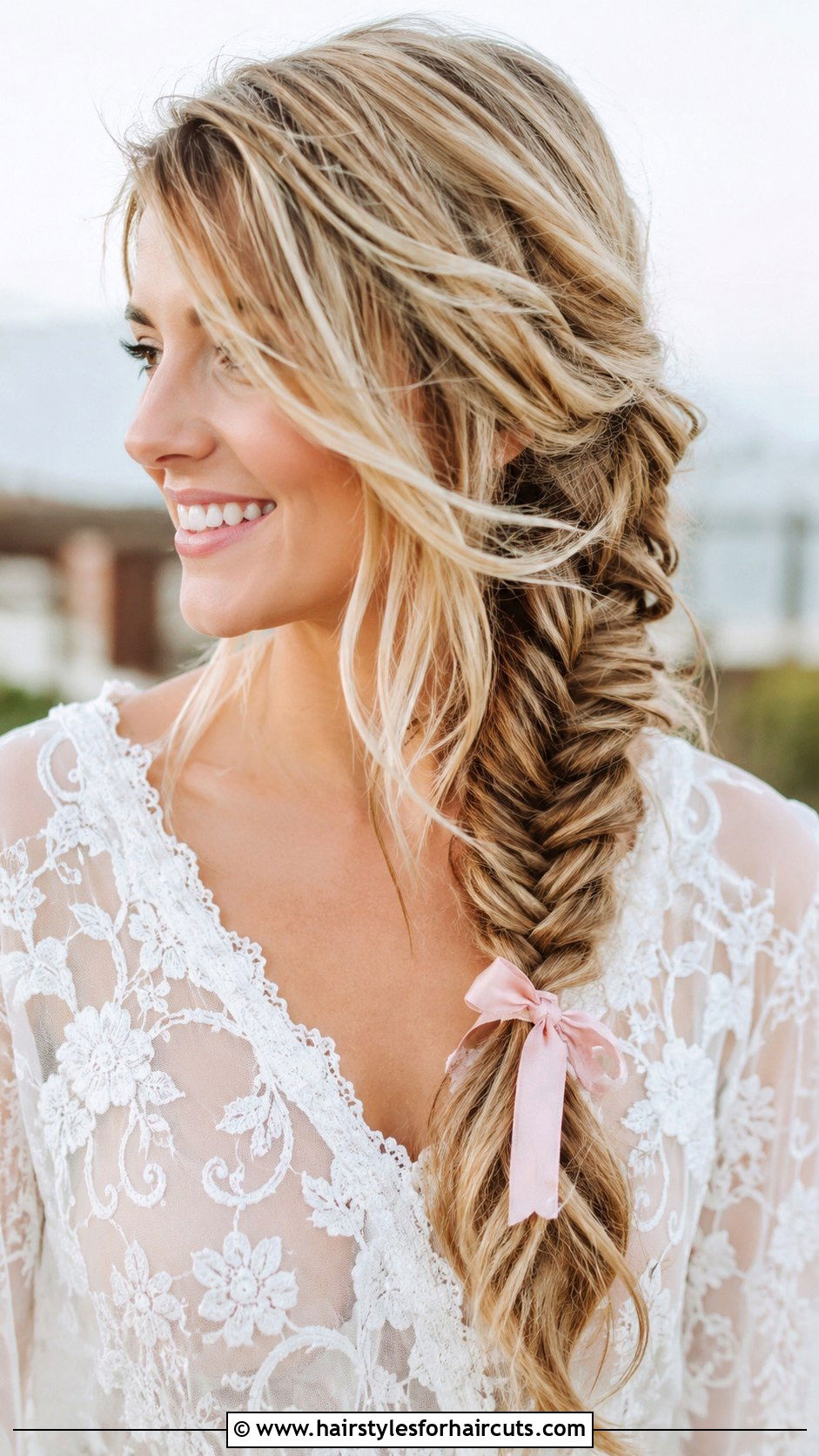 Side Swept Fishtail Braid - 25 cute girl hairstyles - 25 cute girl hairstyles