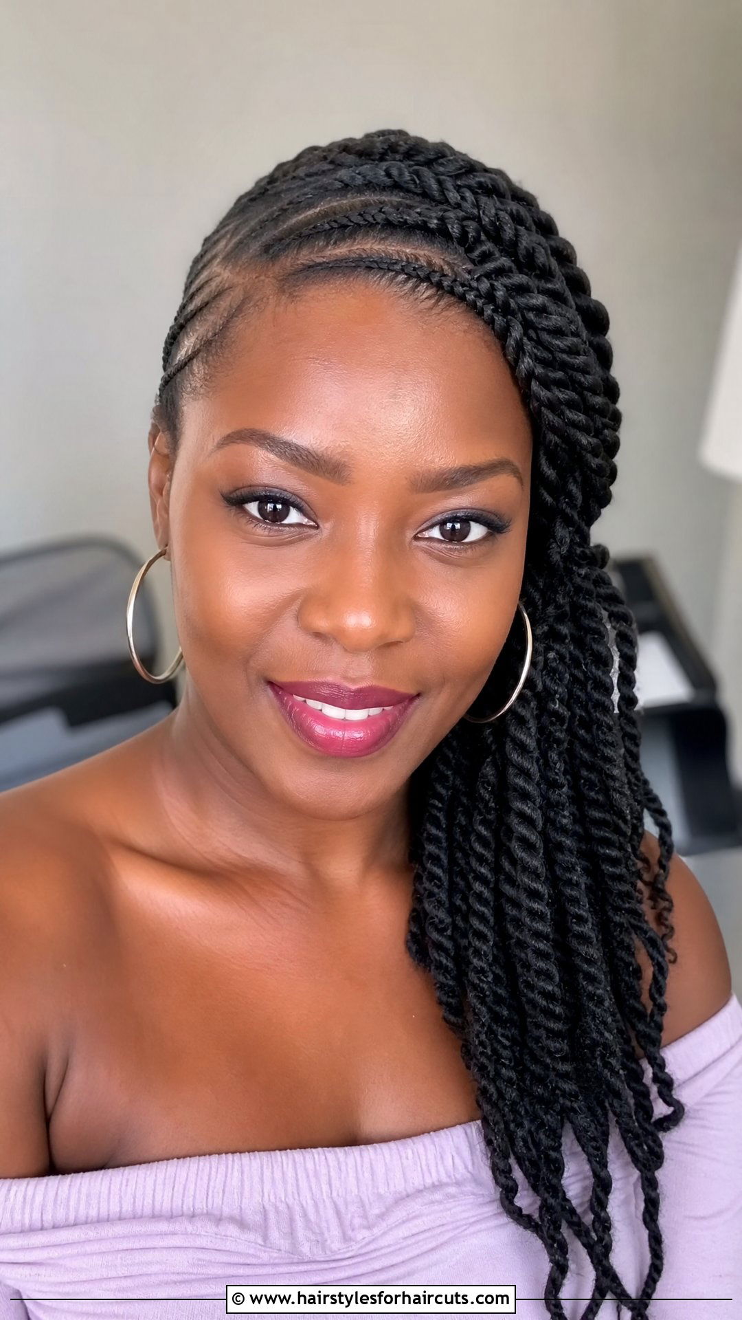 Side Swept Flat Twist - 25 flat twist hairstyles for black hair - 25 flat twist hairstyles for black hair