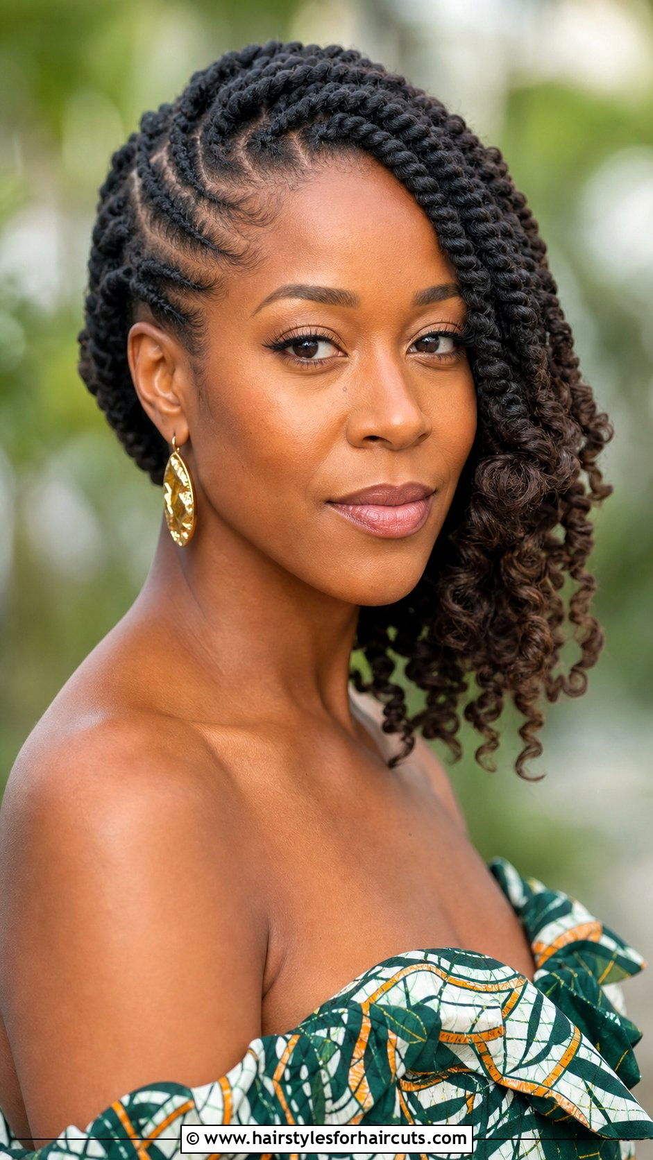 Side Swept Flat Twists - 25 hairstyles for natural hair for wedding - 25 hairstyles for natural hair for wedding