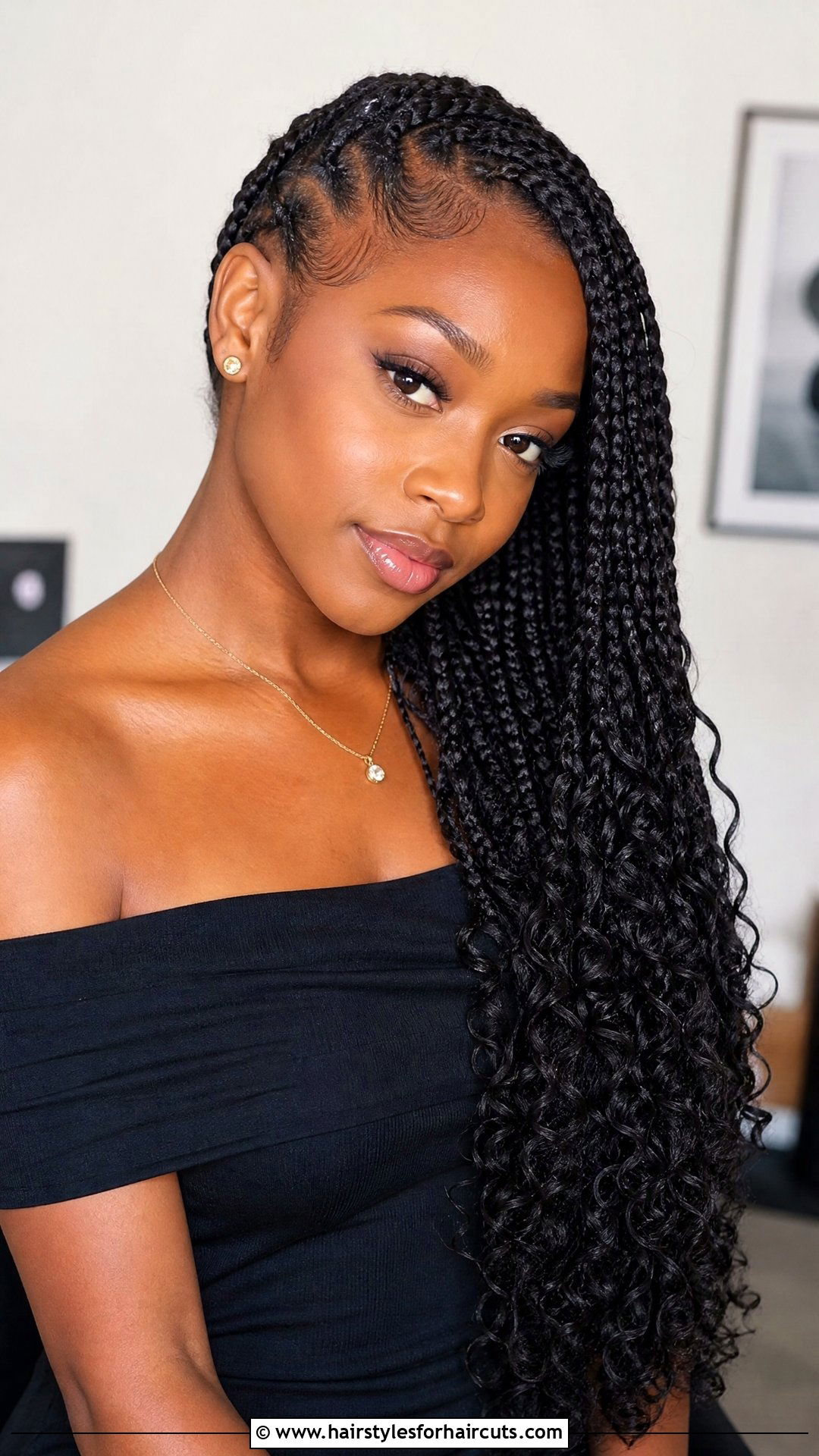 Side Swept Goddess Braids - 25 goddess hairstyles for black hair - 25 goddess hairstyles for black hair