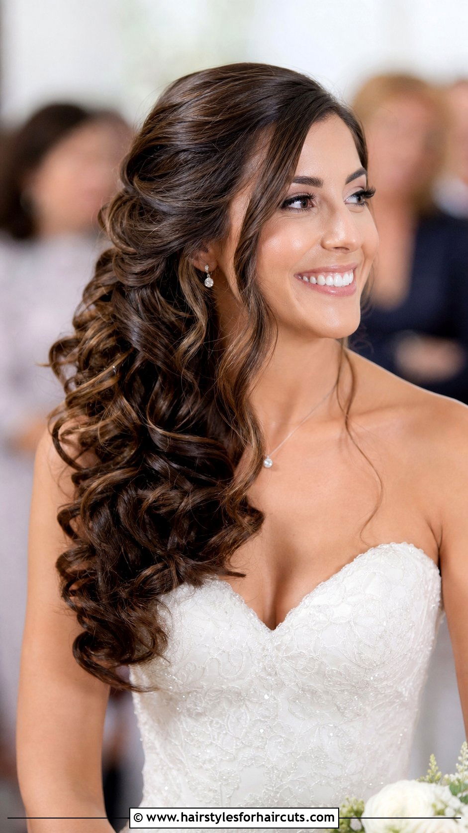 Side Swept Long Curly Wedding Hairstyle - 25 long curly hair wedding hairstyles - 25 long curly hair wedding hairstyles