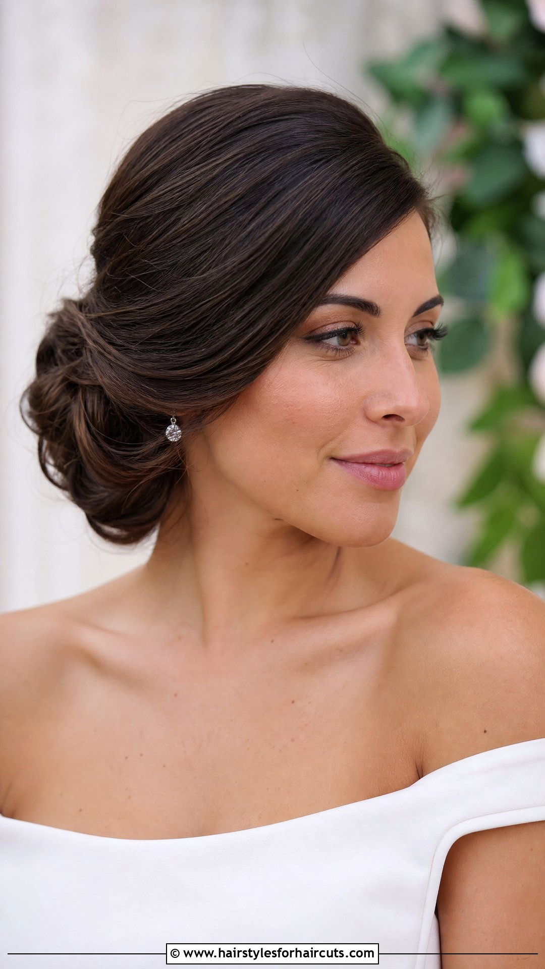 Side Swept Low Bun - 25 cute bun hairstyles - 25 cute bun hairstyles