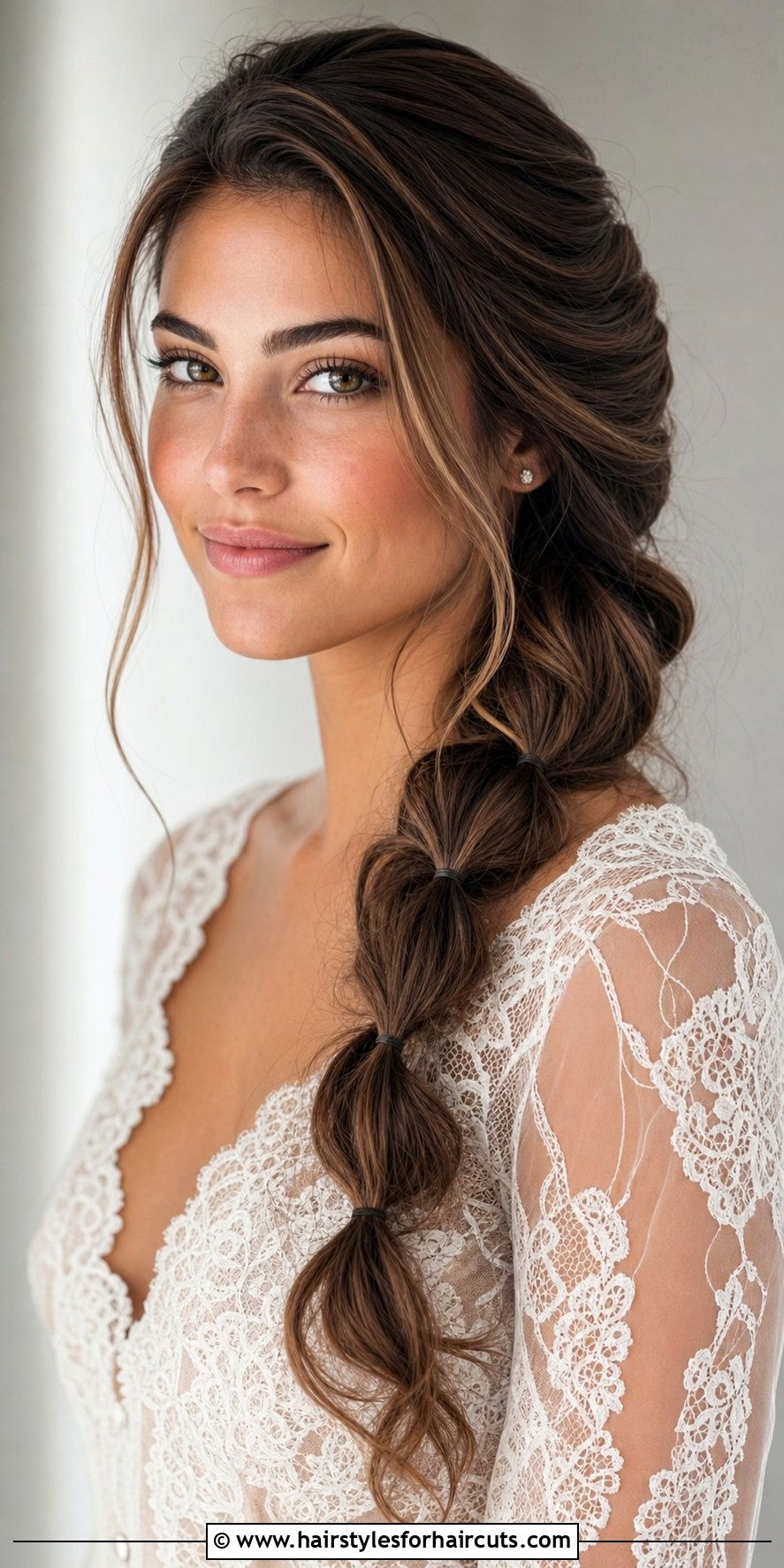 Side Swept Rubber Band Braid - 25 hairstyles with rubber bands straight hair - 25 hairstyles with rubber bands straight hair