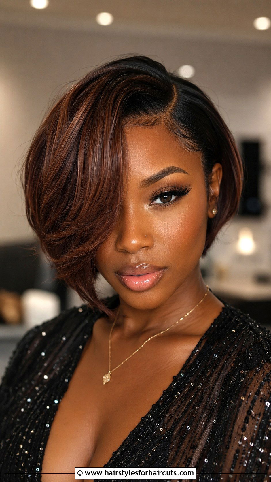 Side Swept Short Bob - 25 y2k hairstyles for short hair black girl - 25 y2k hairstyles for short hair black girl
