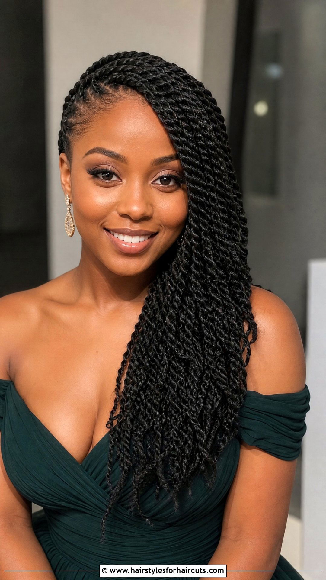 Side Swept Two Strand Twist - 25 two strand twist hairstyles for natural hair - 25 two strand twist hairstyles for natural hair