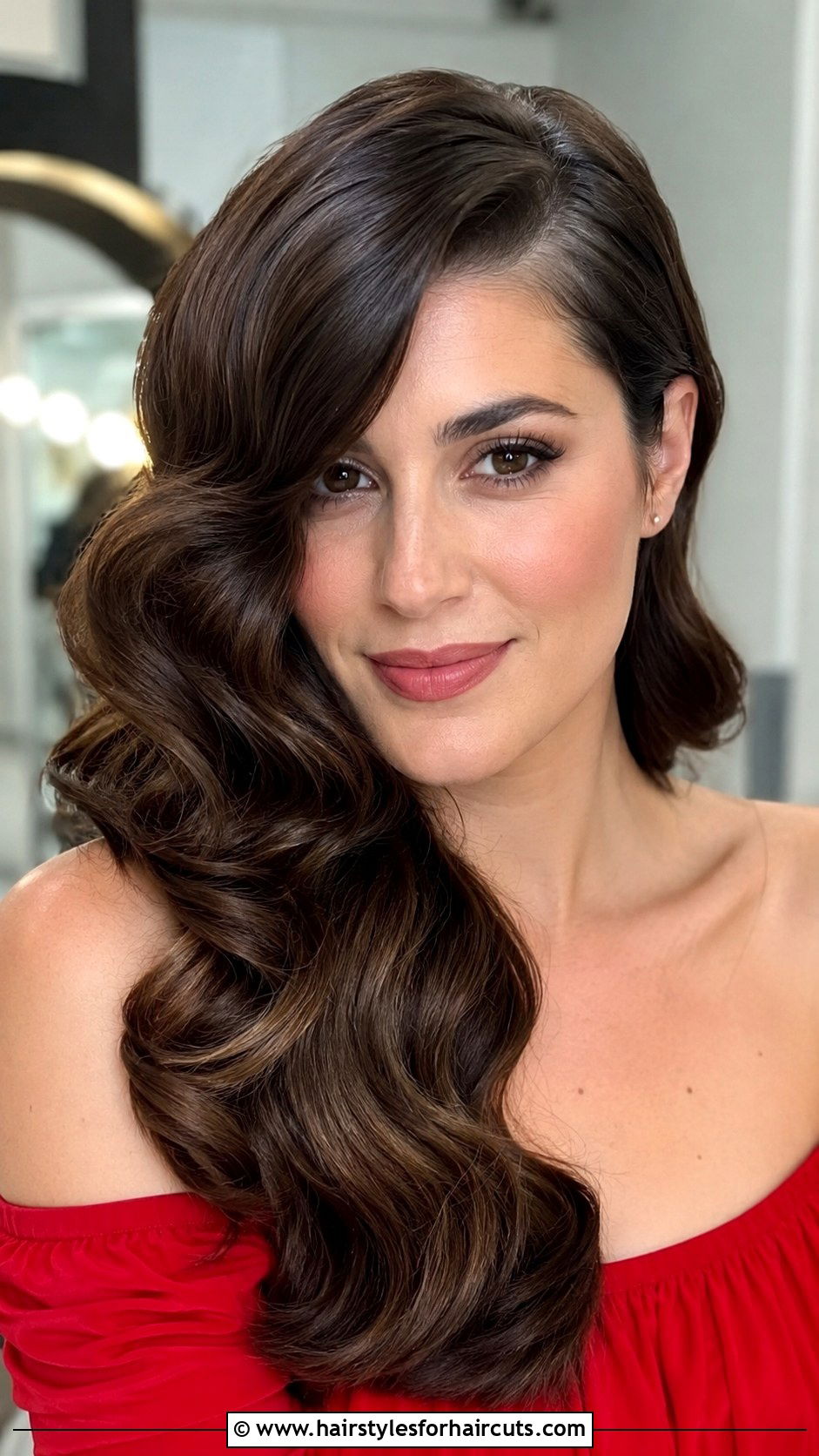 Side Swept Waves - 25 evening hairstyles for shoulder length hair - 25 evening hairstyles for shoulder length hair