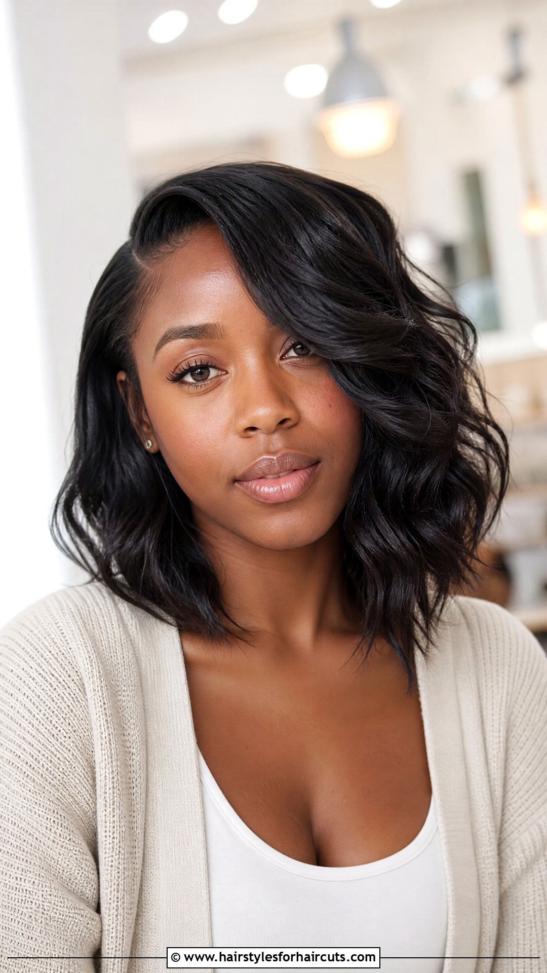 Side Swept Wavy Lob - 25 side swept hairstyles black hair - 25 side swept hairstyles black hair