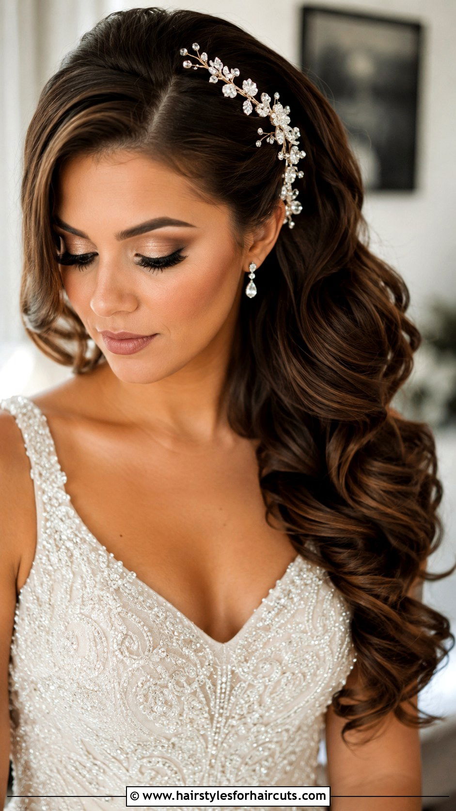 Side Swept Wedding Hair Vine - 25 hair vine wedding hairstyles - 25 hair vine wedding hairstyles