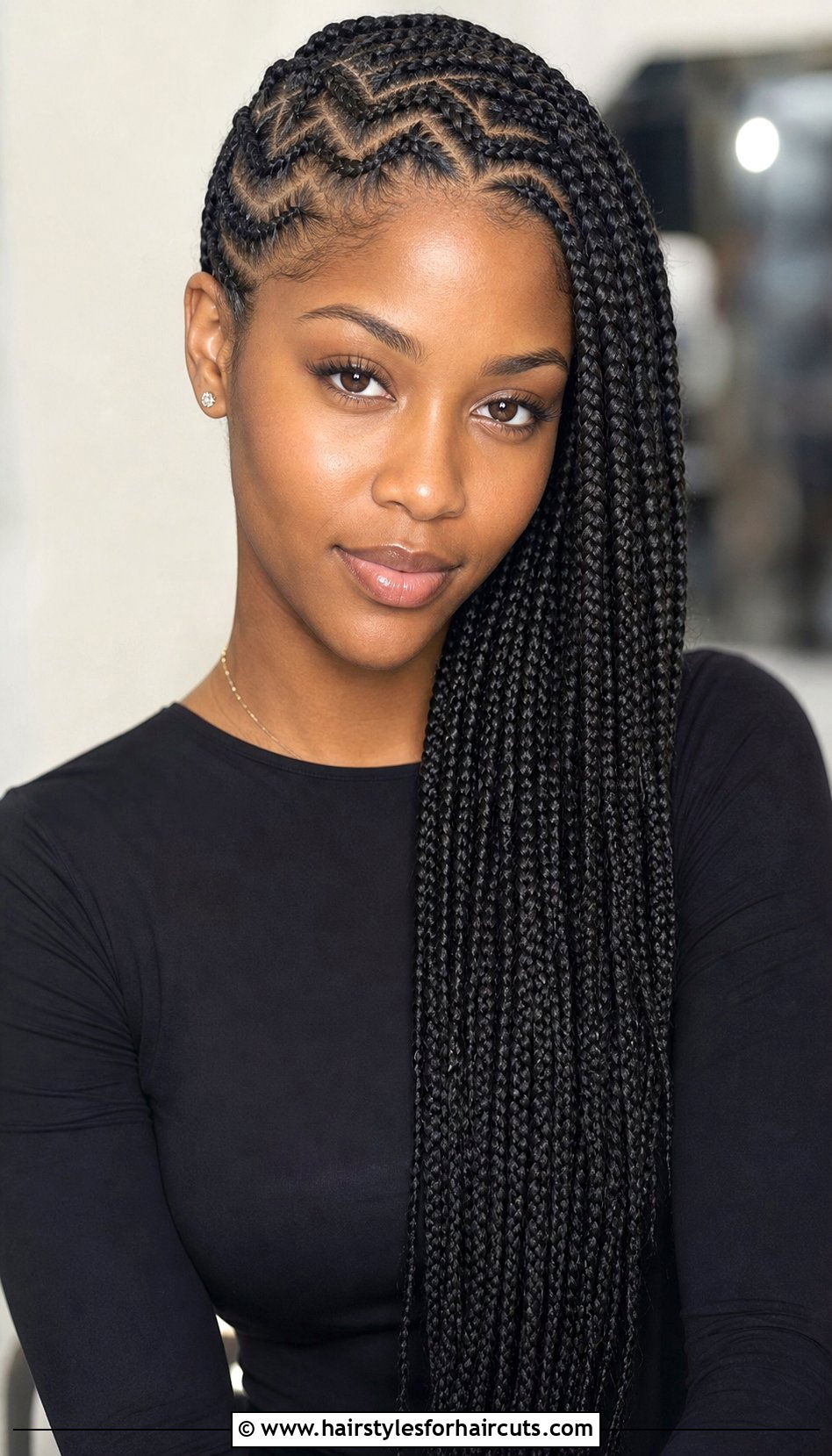 Side Swept Zig Zag Cornrows - 25 natural hair zig zag cornrows hairstyles - 25 natural hair zig zag cornrows hairstyles