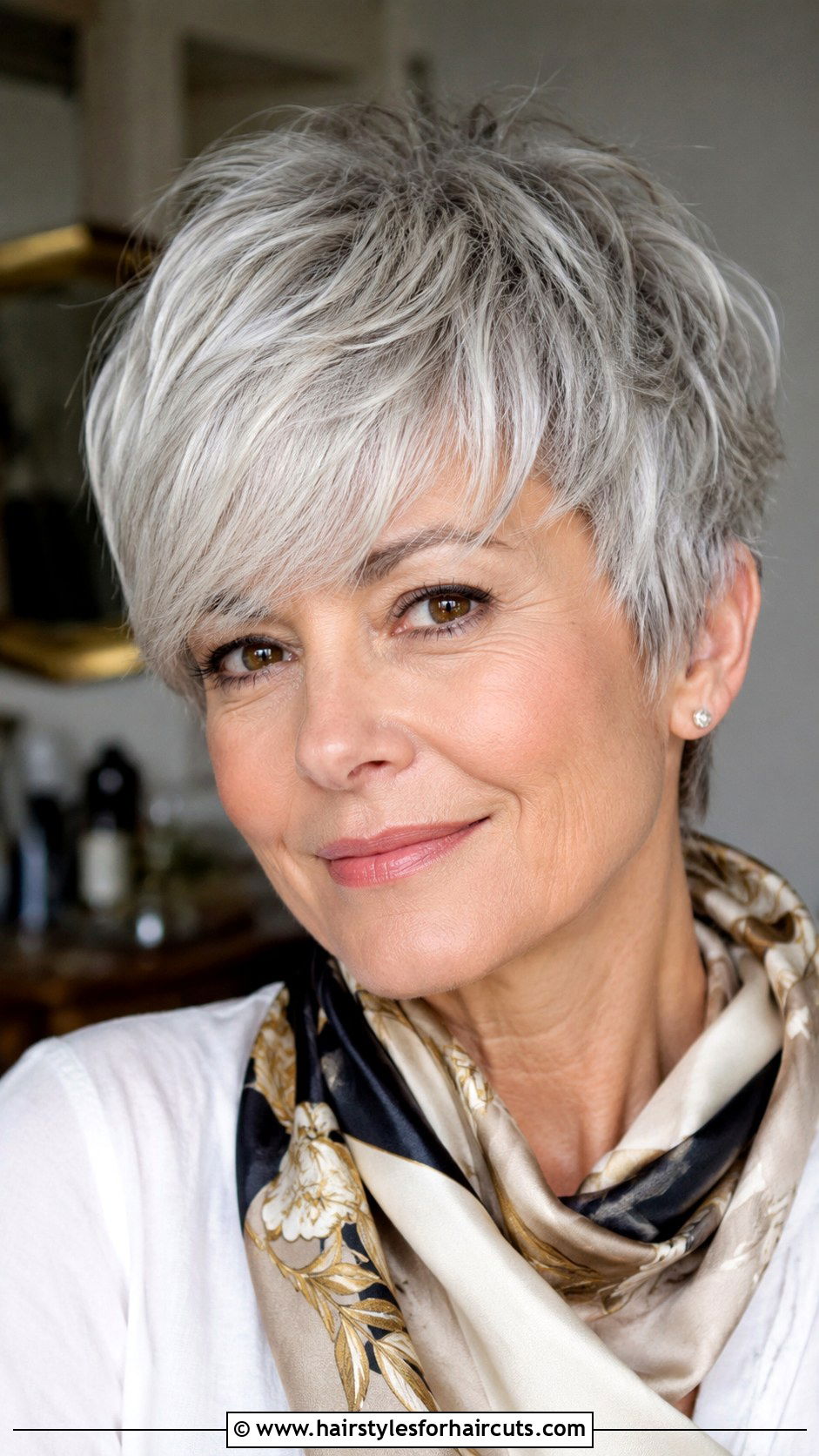 Silver Feathered Pixie - 25 gray hairstyles short - 25 gray hairstyles short