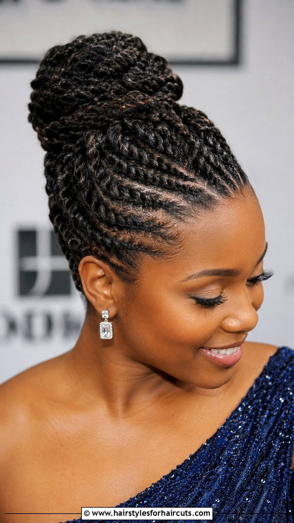 Silver Flat Twists Updo - 25 gray hairstyles for black woman - 25 gray hairstyles for black woman