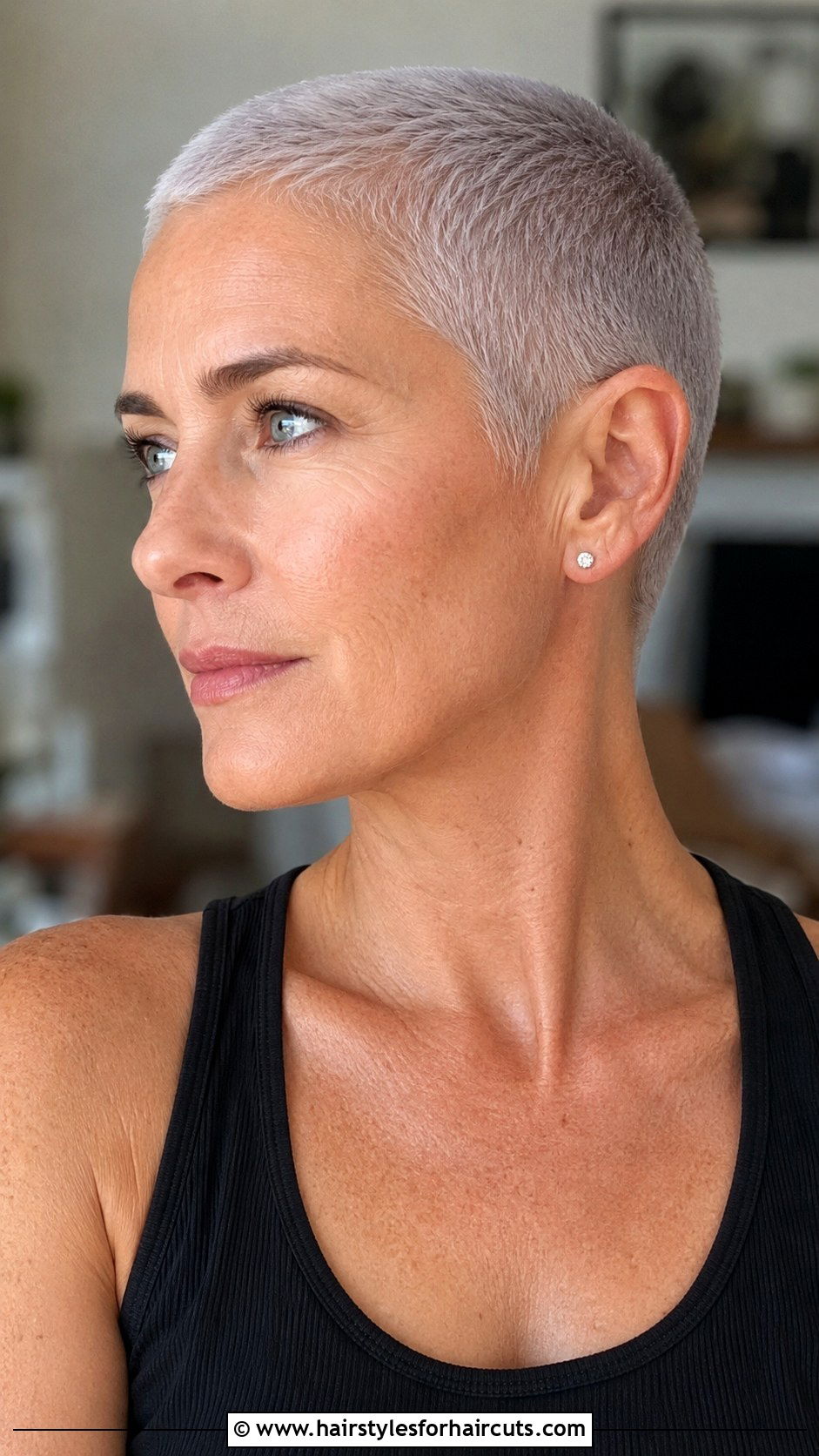 Silver Fox Buzz Cut - 25 short haircuts for women with grey hair - 25 short haircuts for women with grey hair