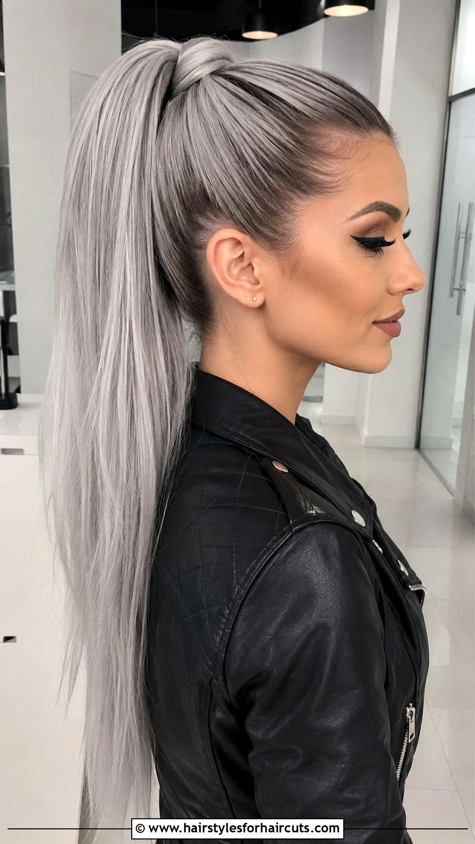 Silver Grey High Ponytail - 25 ariana grande hairstyles - 25 ariana grande hairstyles