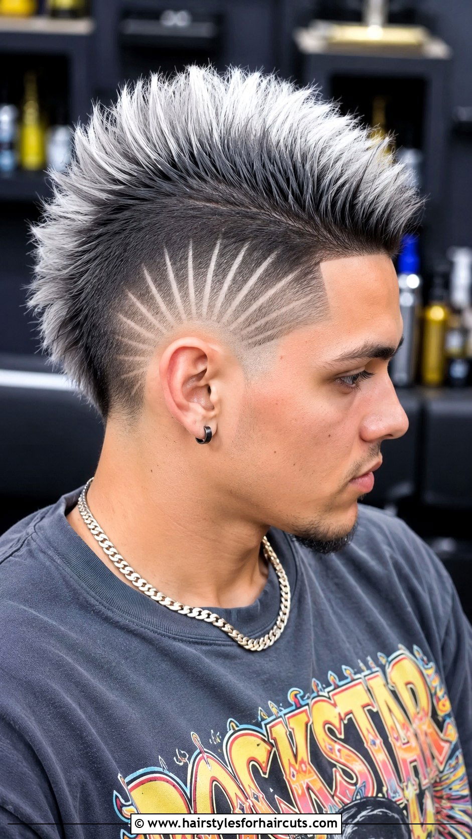 Silver Hair Burst Fade Mohawk - 25 gray hair fade haircuts - 25 gray hair fade haircuts