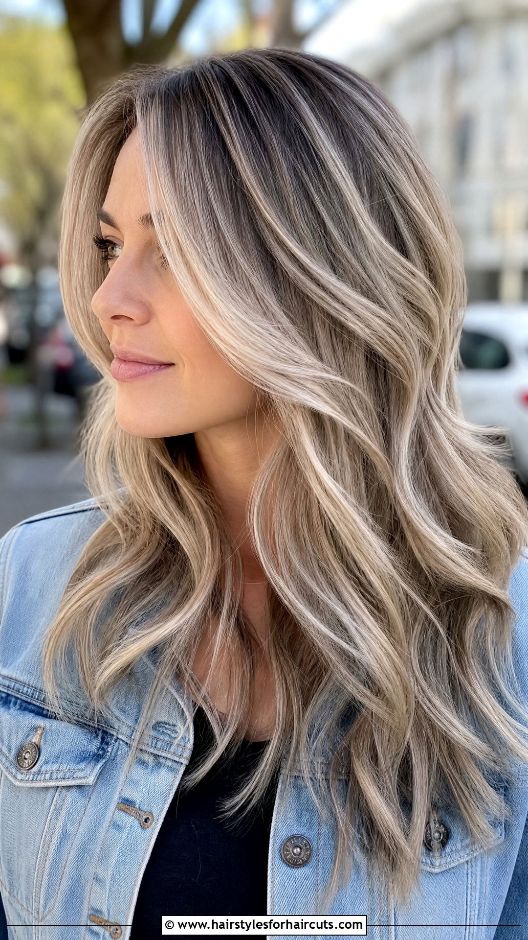 Silver Highlights Long Layers - 25 hairstyles to cover grey hair - 25 hairstyles to cover grey hair