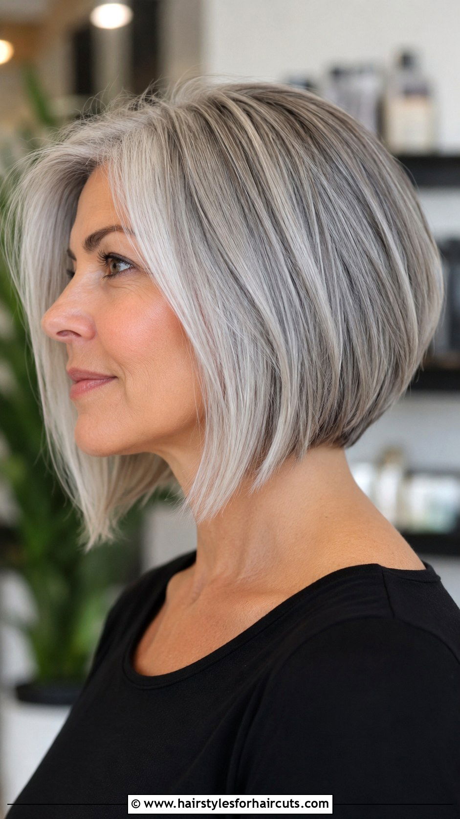 Silver Inverted Bob - 25 going grey hairstyles - 25 going grey hairstyles