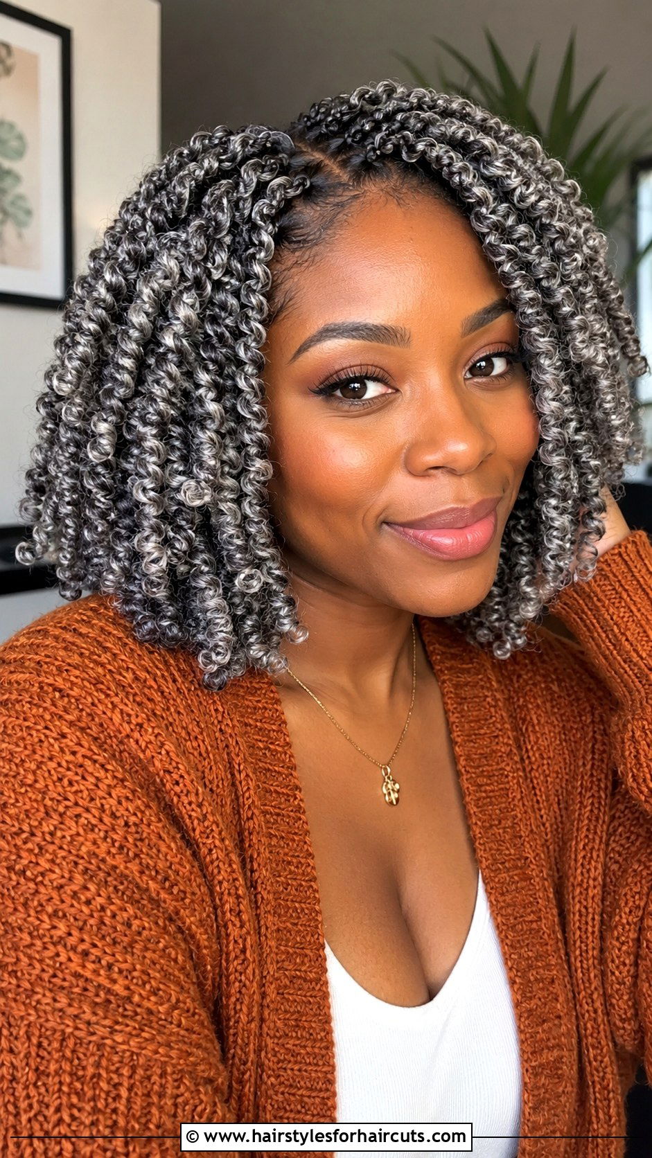 Silver Kinky Twists - 25 gray hairstyles for black woman - 25 gray hairstyles for black woman