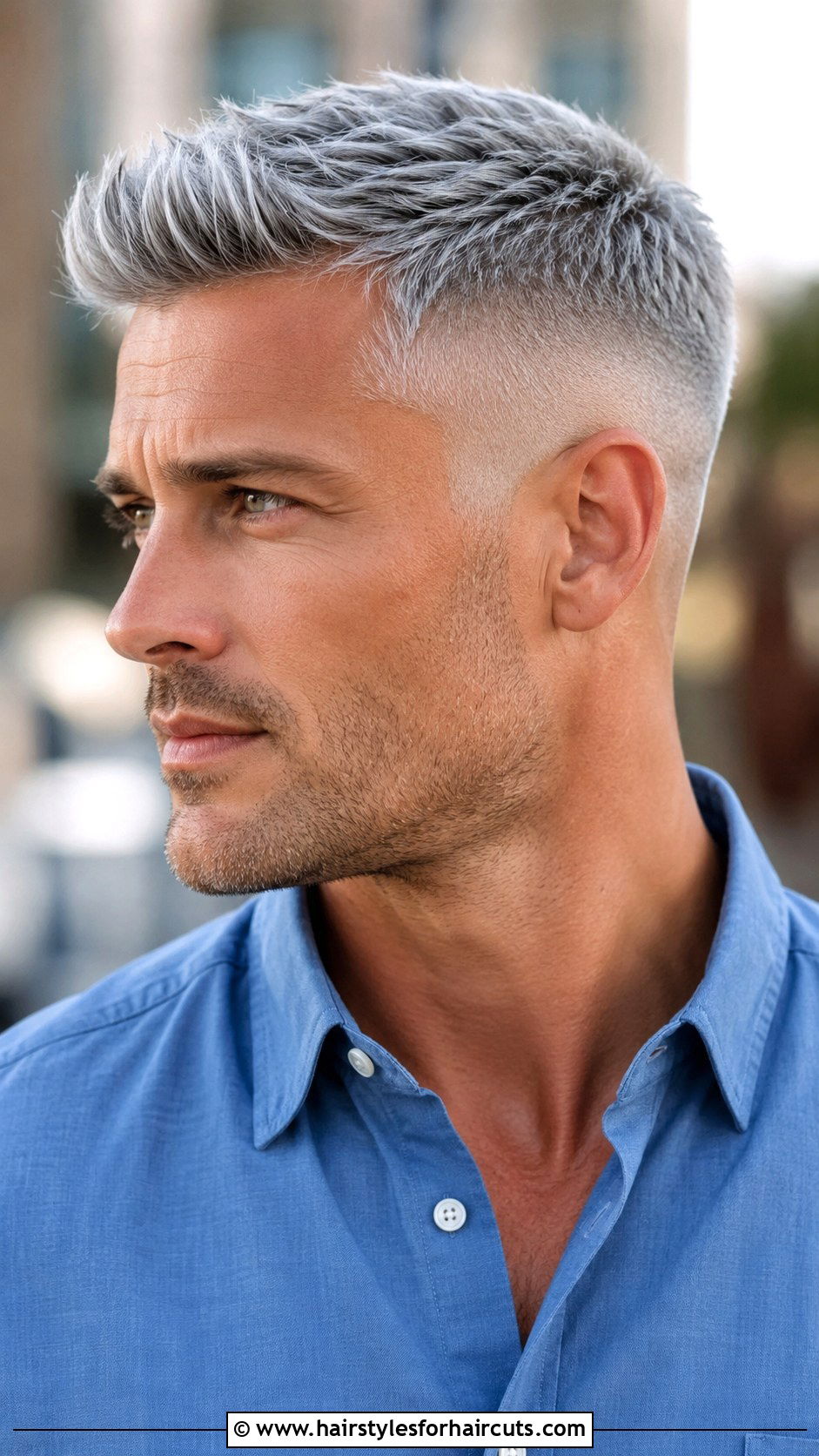 Silver Mid Fade Crew Cut - 25 gray hair fade haircuts - 25 gray hair fade haircuts